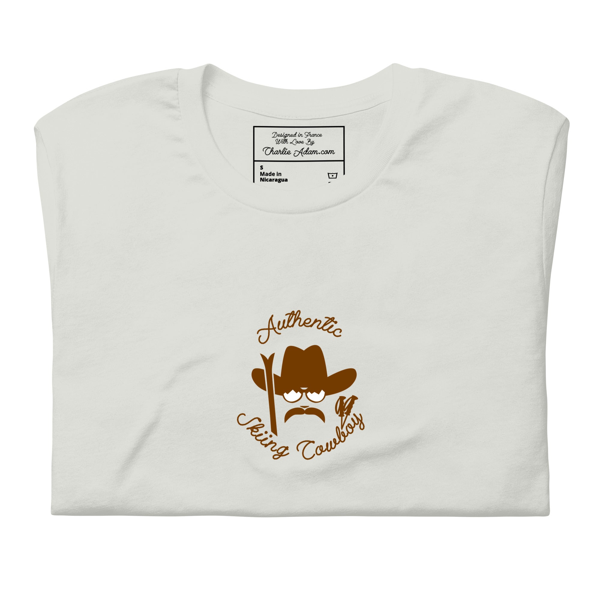 T-shirt en coton unisexe Authentic Skiing Cowboy sur couleurs claires