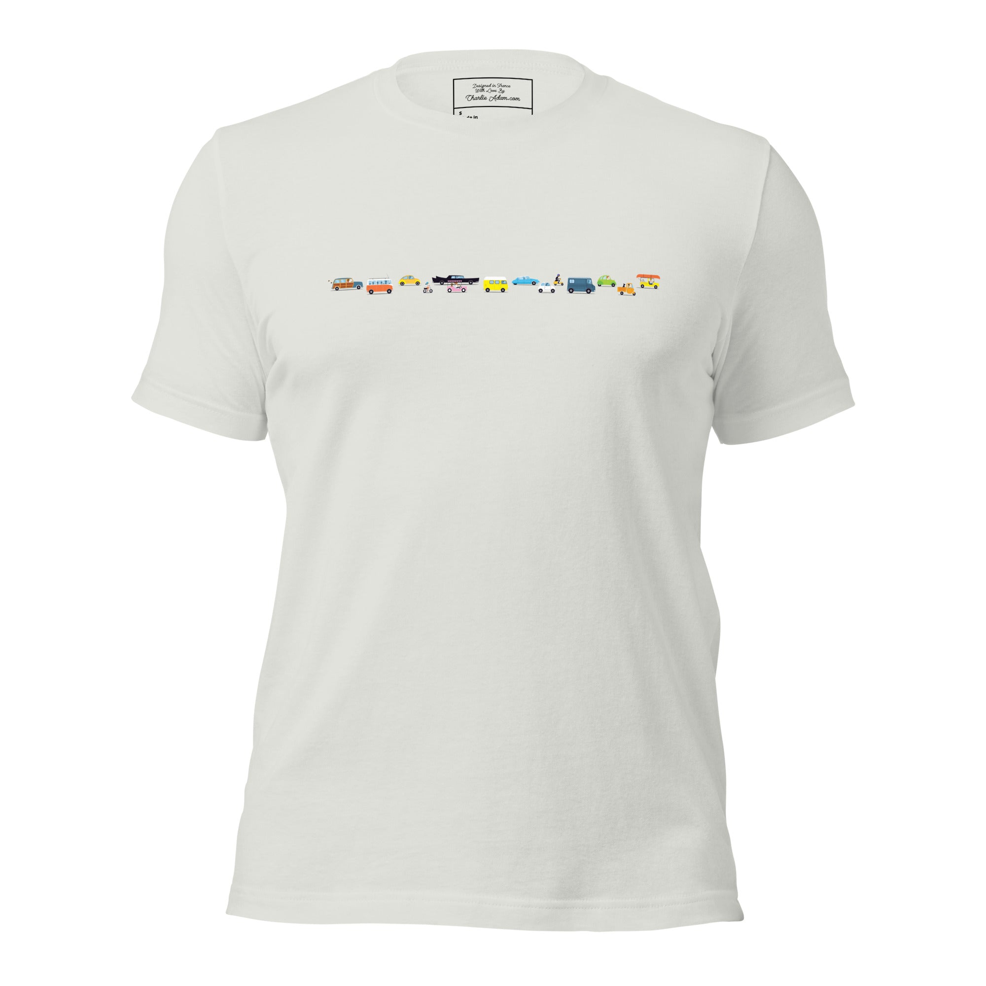 T-shirt en coton unisexe Vintage Cars Traffic Jam sur couleurs claires