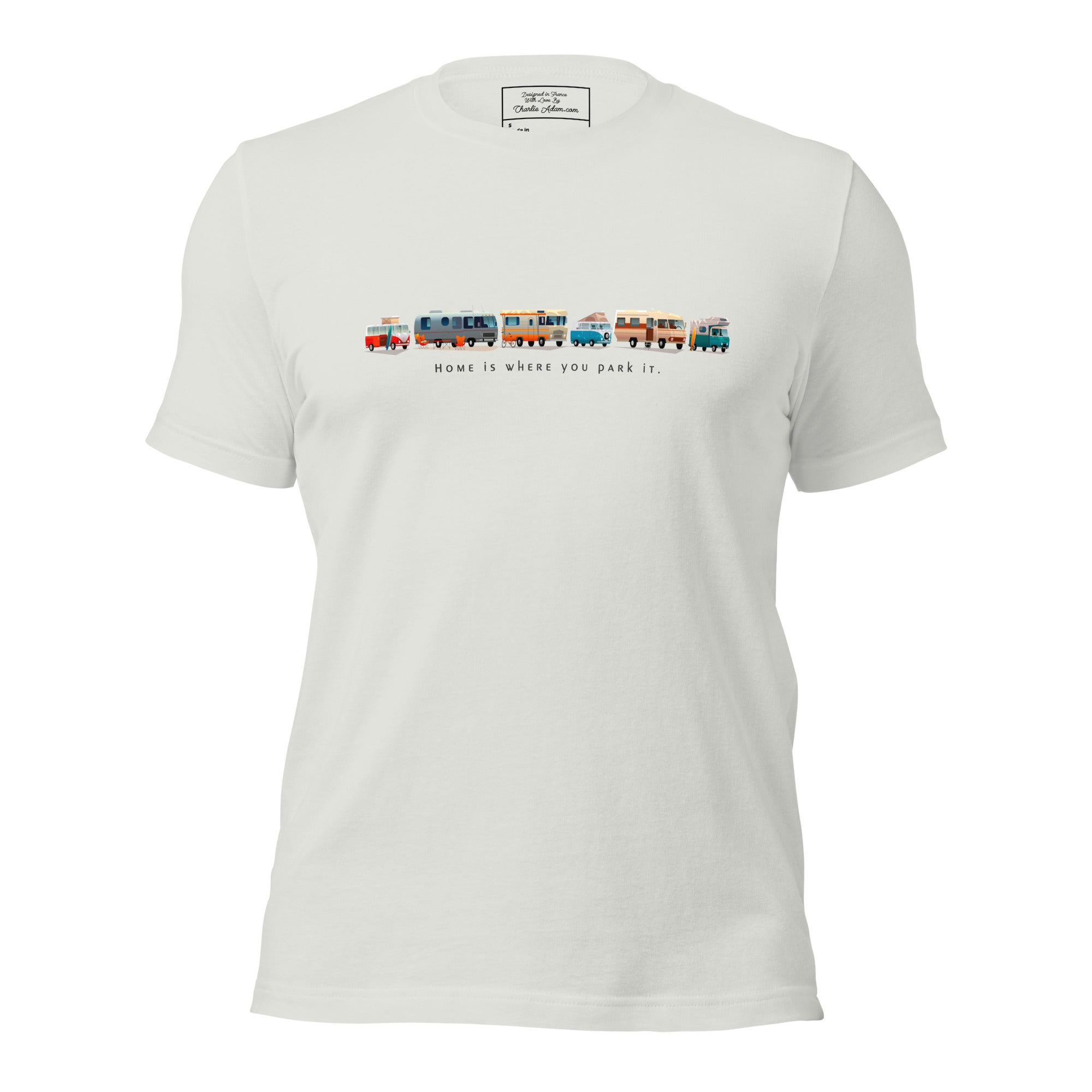 T-shirt en coton unisexe Vintage Campers: Home is where you park it sur couleurs claires