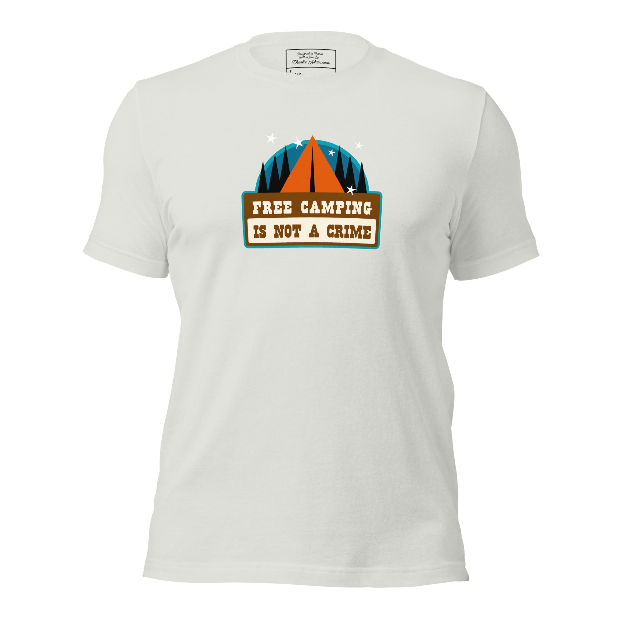 Unisex cotton t-shirt Free Camping is not a Crime on light colors