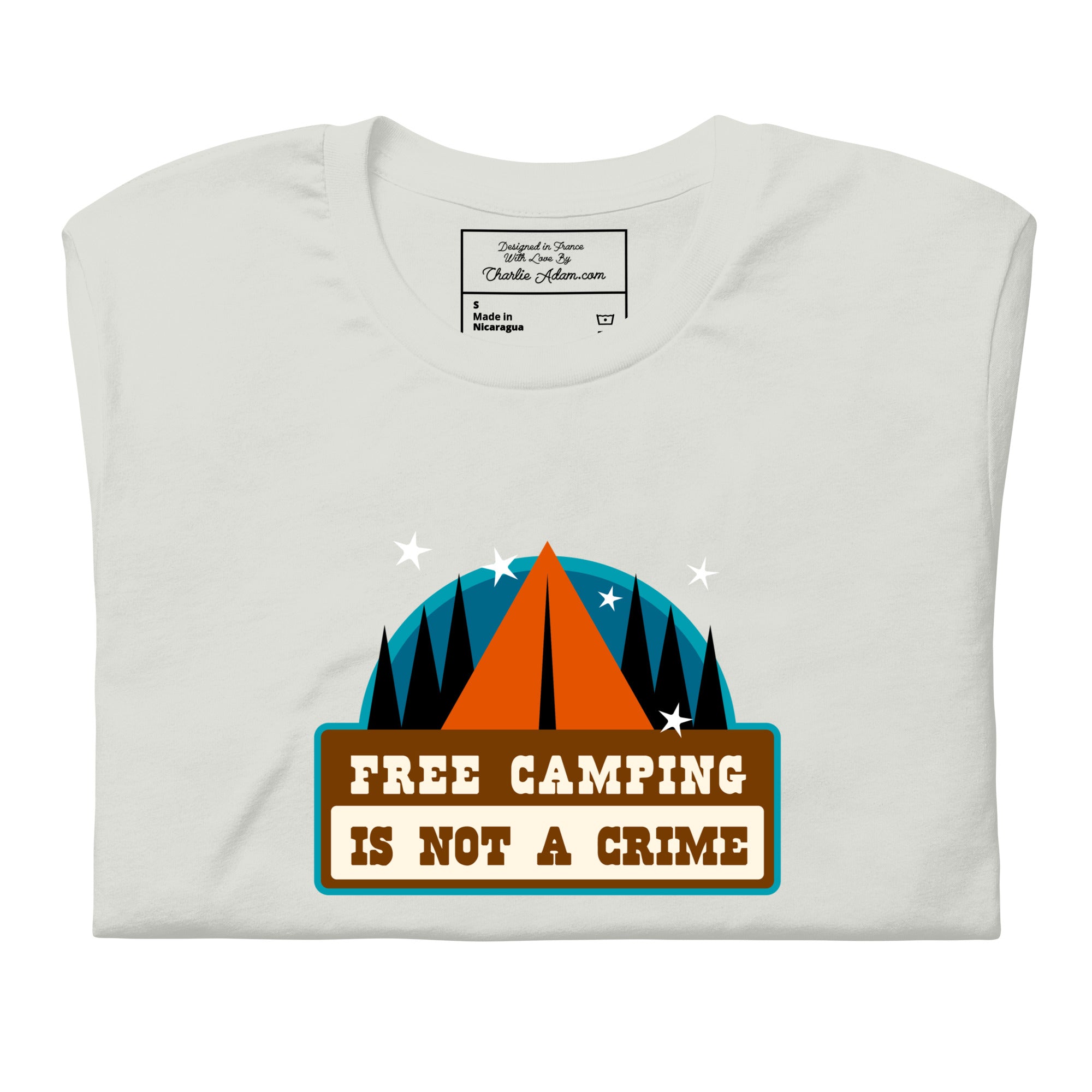 T-shirt en coton unisexe Free camping is not a crime sur couleurs claires