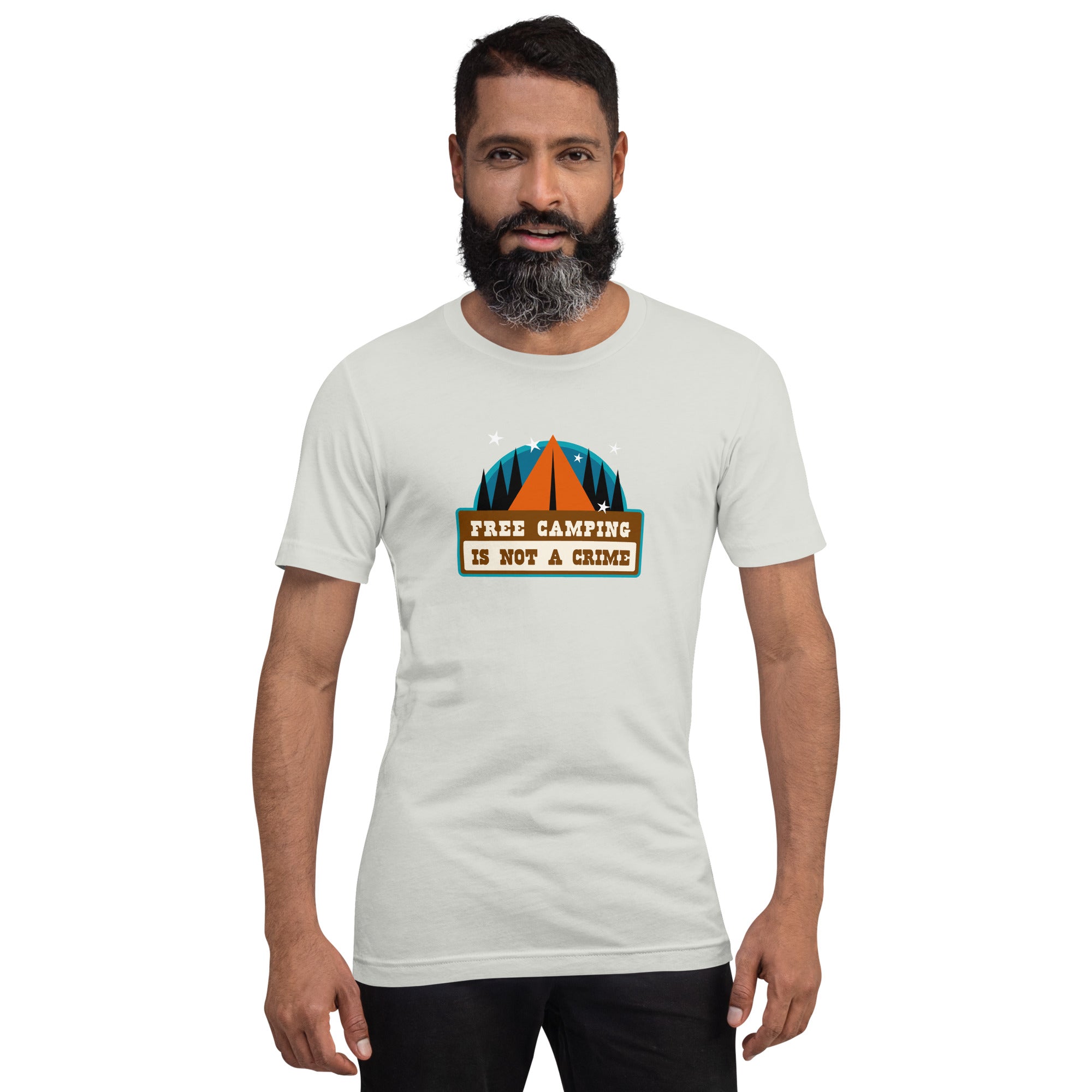 T-shirt en coton unisexe Free camping is not a crime sur couleurs claires