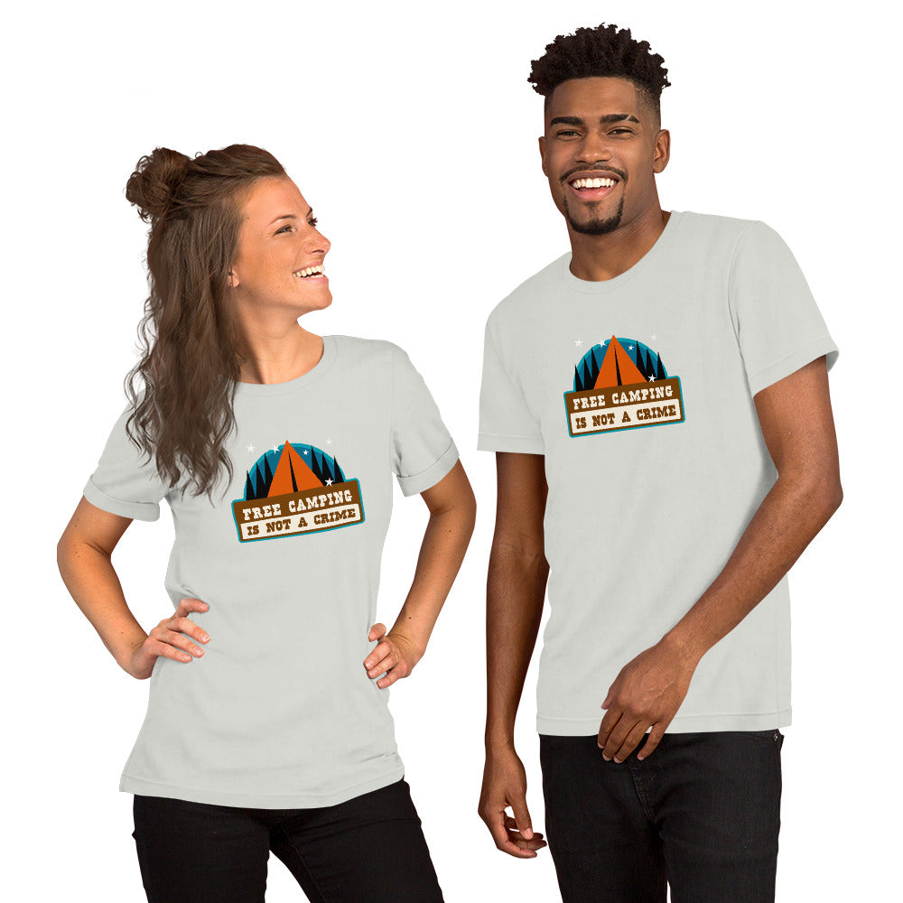 Unisex cotton t-shirt Free Camping is not a Crime on light colors