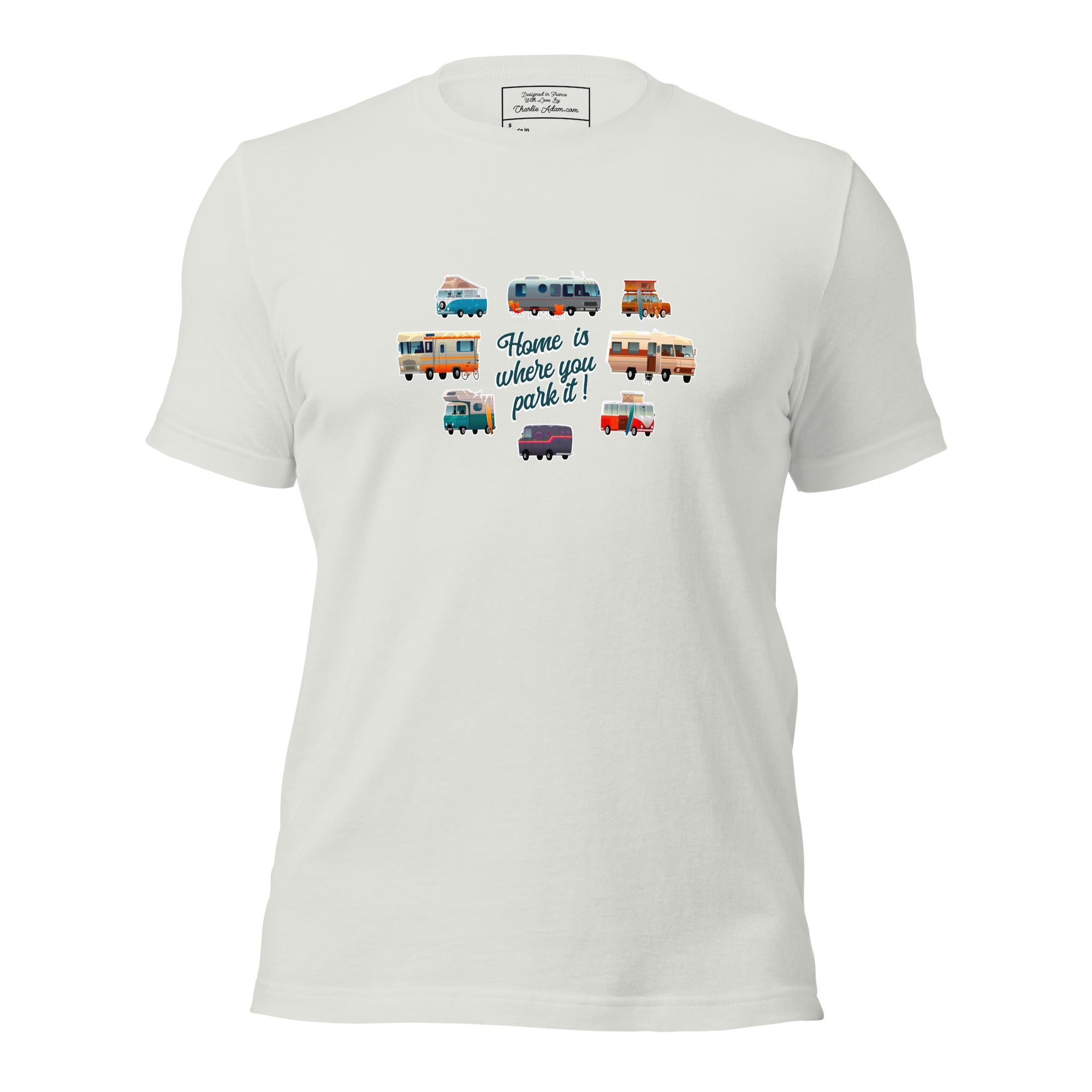 T-shirt en coton unisexe Square Vintage Campers sur couleurs claires