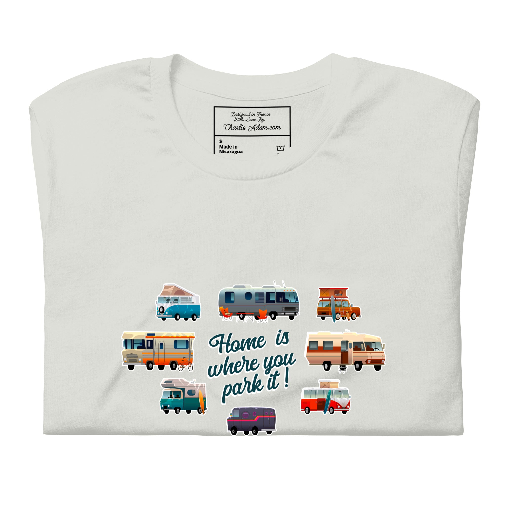 T-shirt en coton unisexe Square Vintage Campers sur couleurs claires