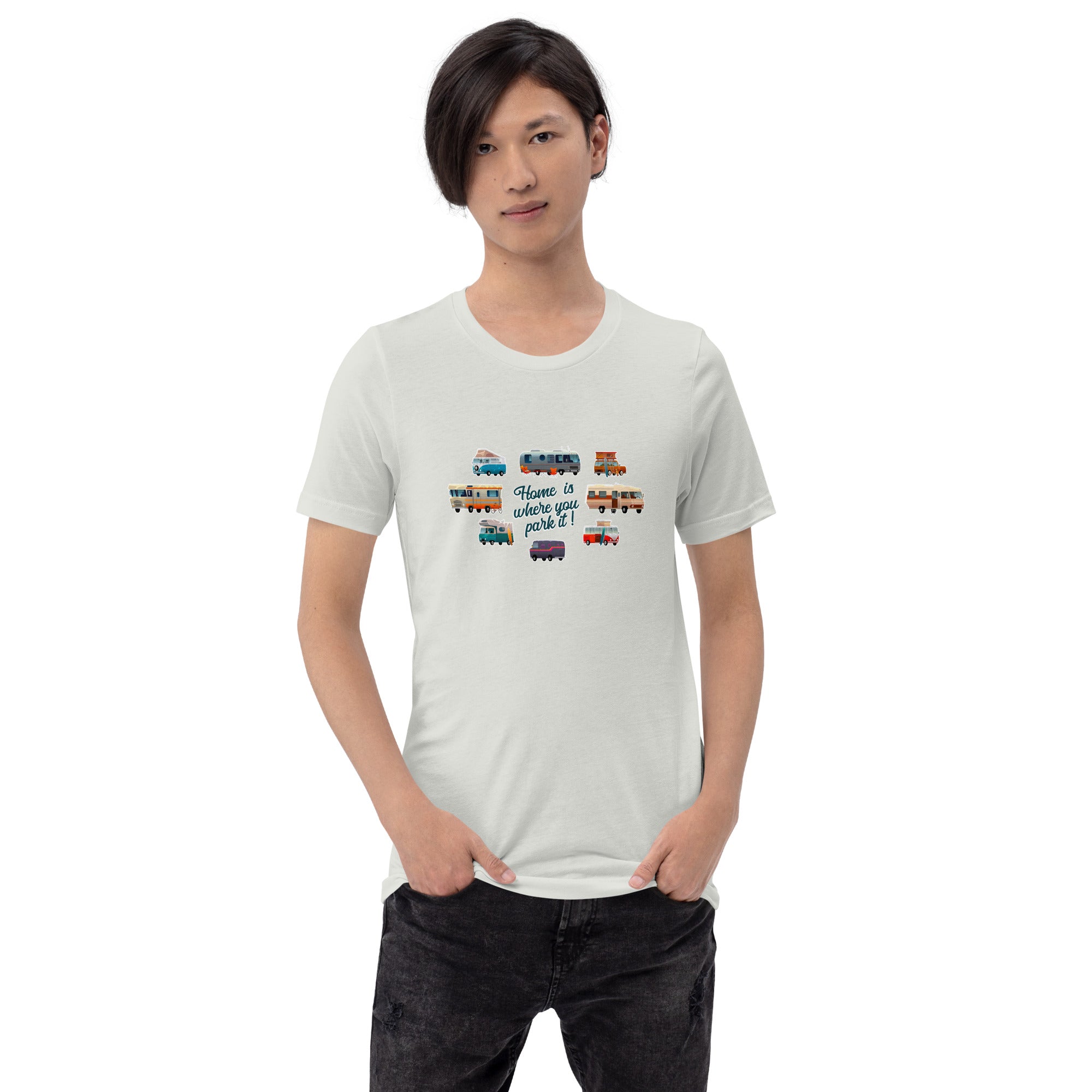 T-shirt en coton unisexe Square Vintage Campers sur couleurs claires