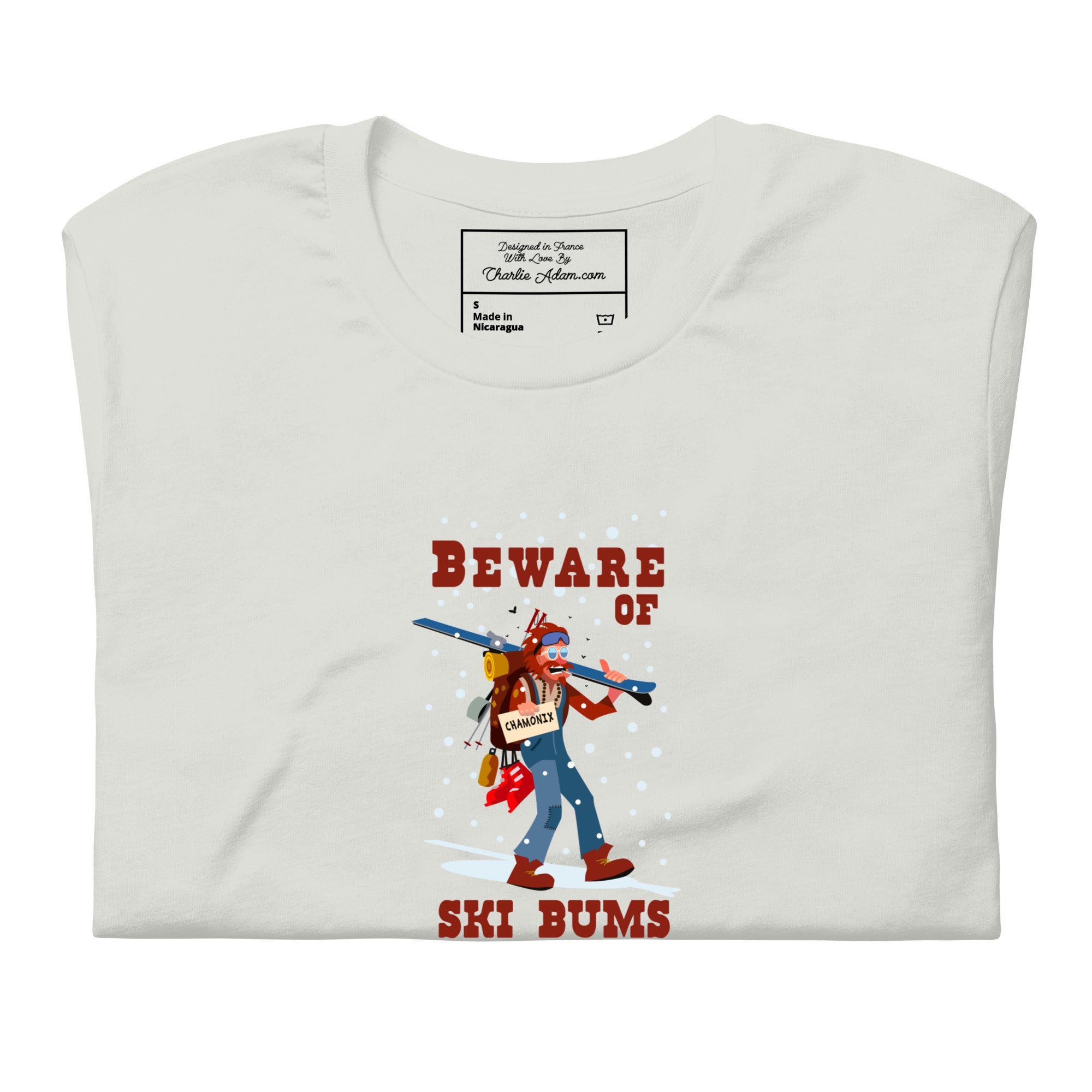 T-shirt en coton unisexe Beware of ski bums, drunks and loose women sur couleurs claires