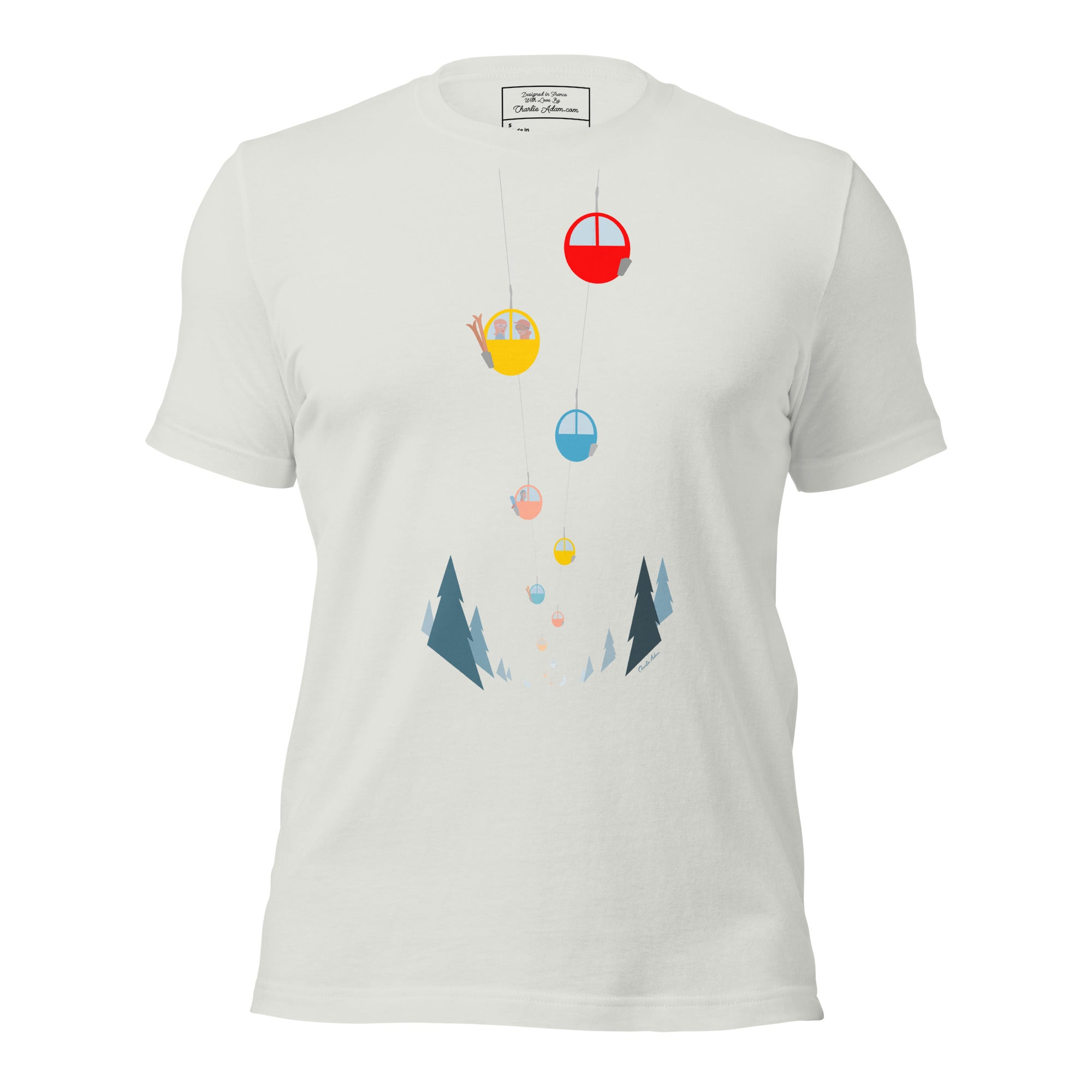 T-shirt en coton unisexe Gondolas in the mist sur couleurs claires