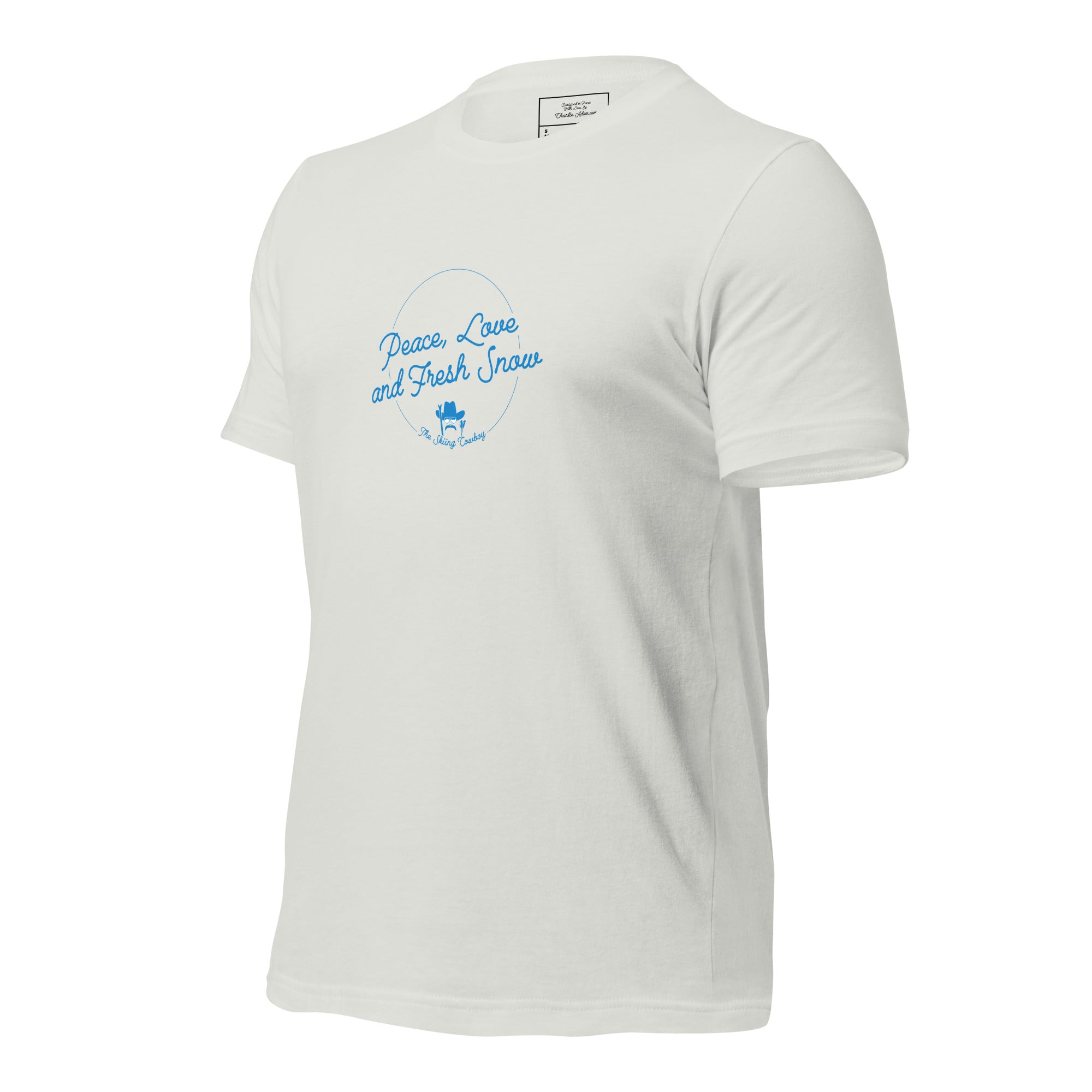 T-shirt en coton unisexe Peace, Love and Fresh Snow sur couleurs claires