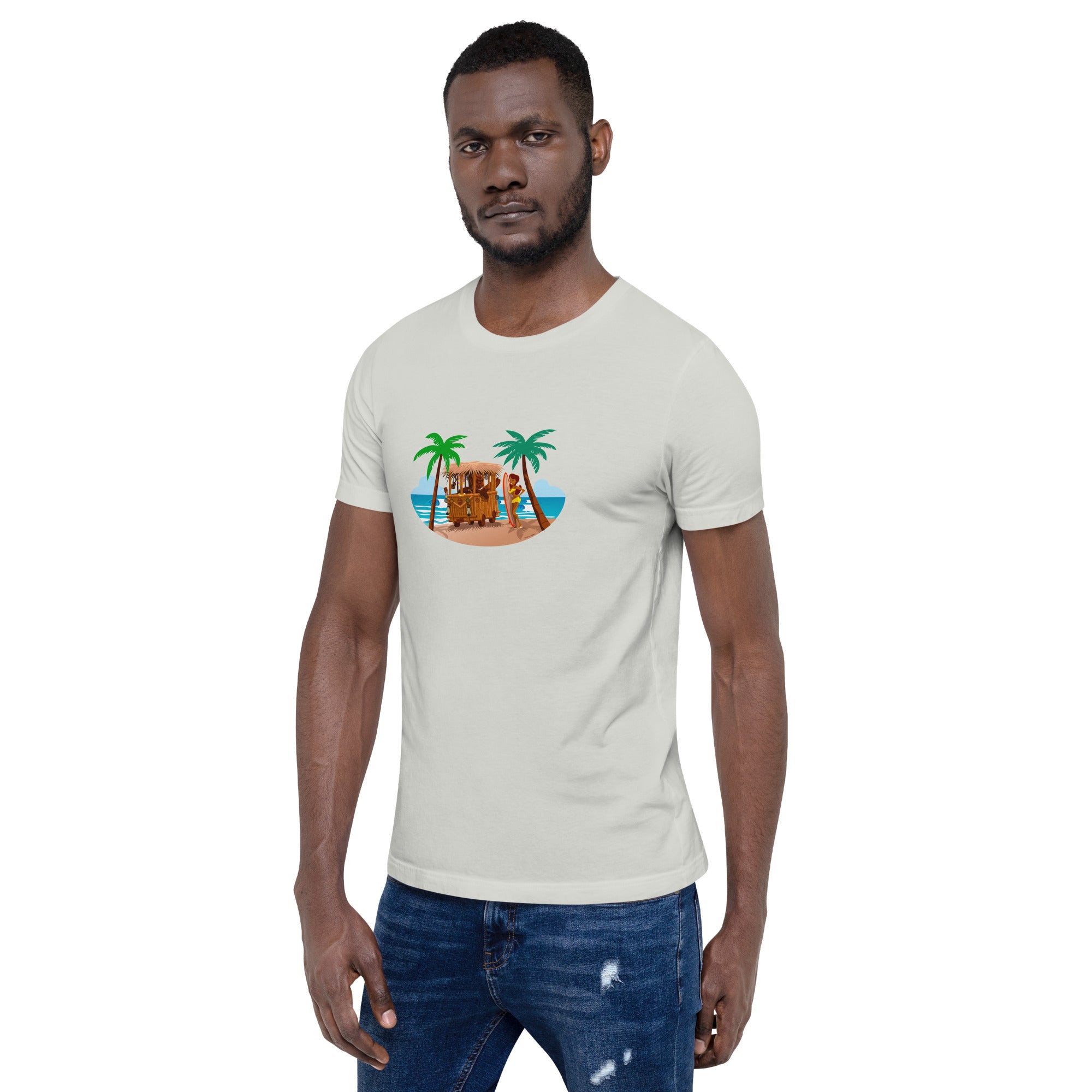 T-shirt en coton unisexe Tiki Kombi sur fond clair
