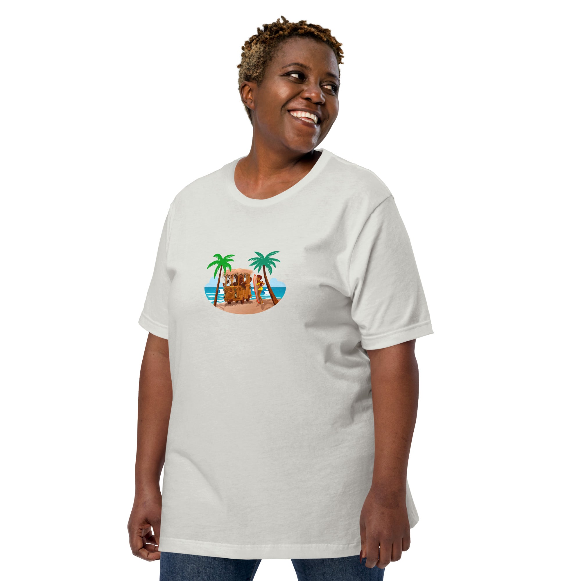 T-shirt en coton unisexe Tiki Kombi sur fond clair