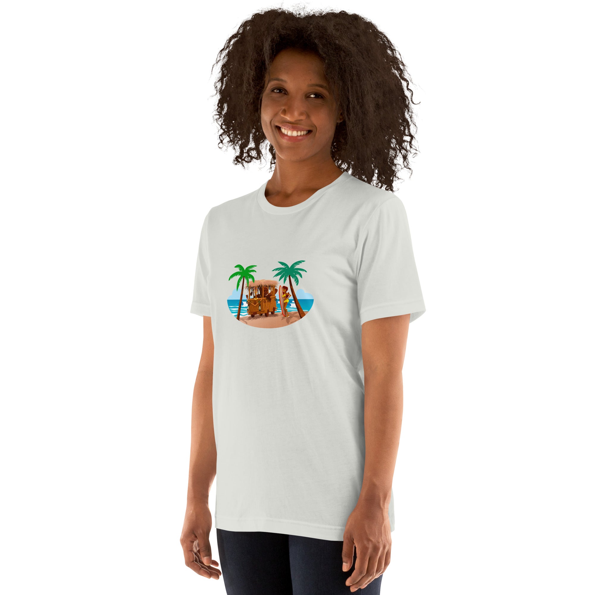 T-shirt en coton unisexe Tiki Kombi sur fond clair