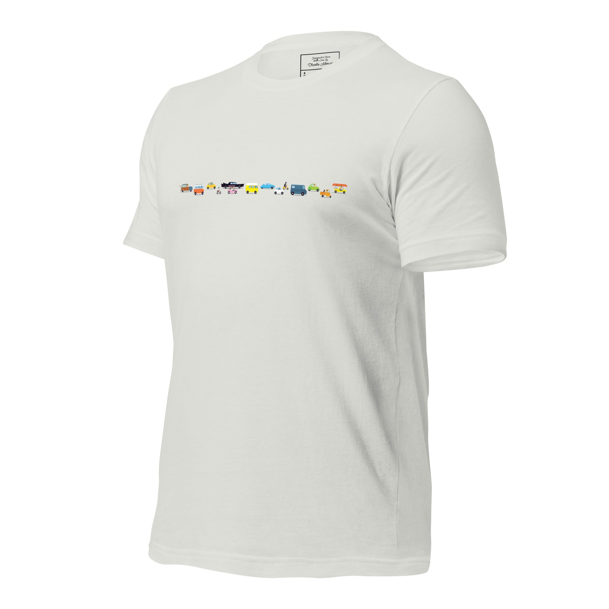 T-shirt en coton unisexe Vintage Cars Traffic Jam sur couleurs claires