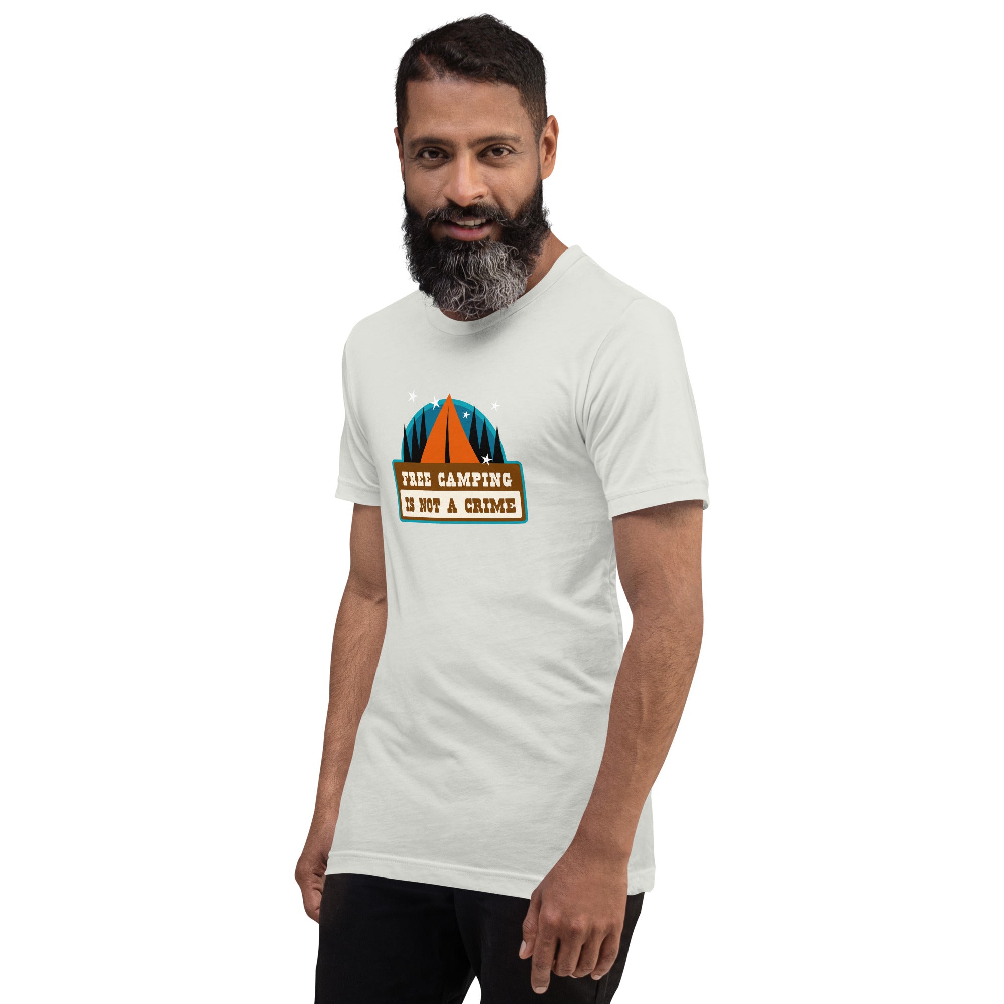 T-shirt en coton unisexe Free camping is not a crime sur couleurs claires