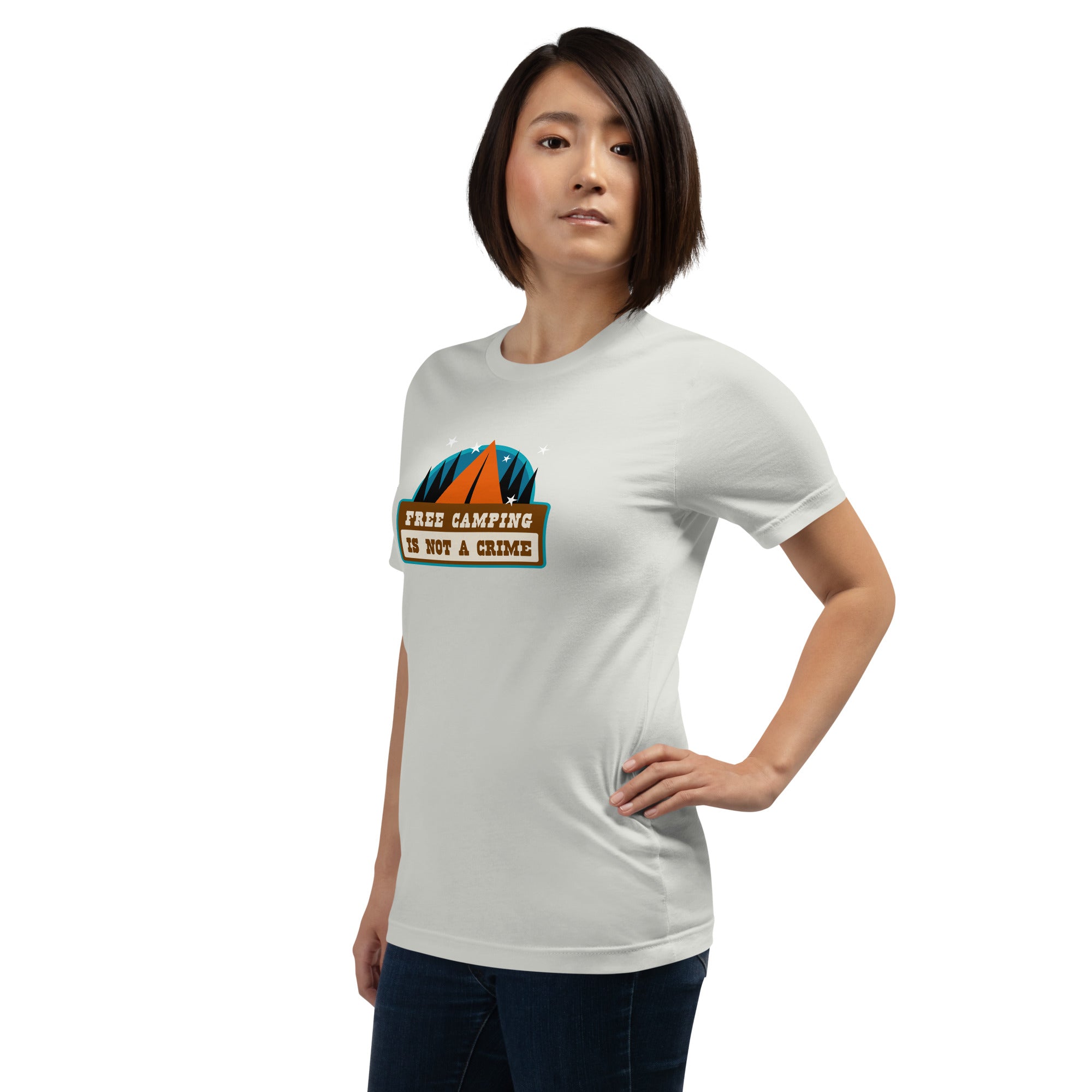 Unisex cotton t-shirt Free Camping is not a Crime on light colors