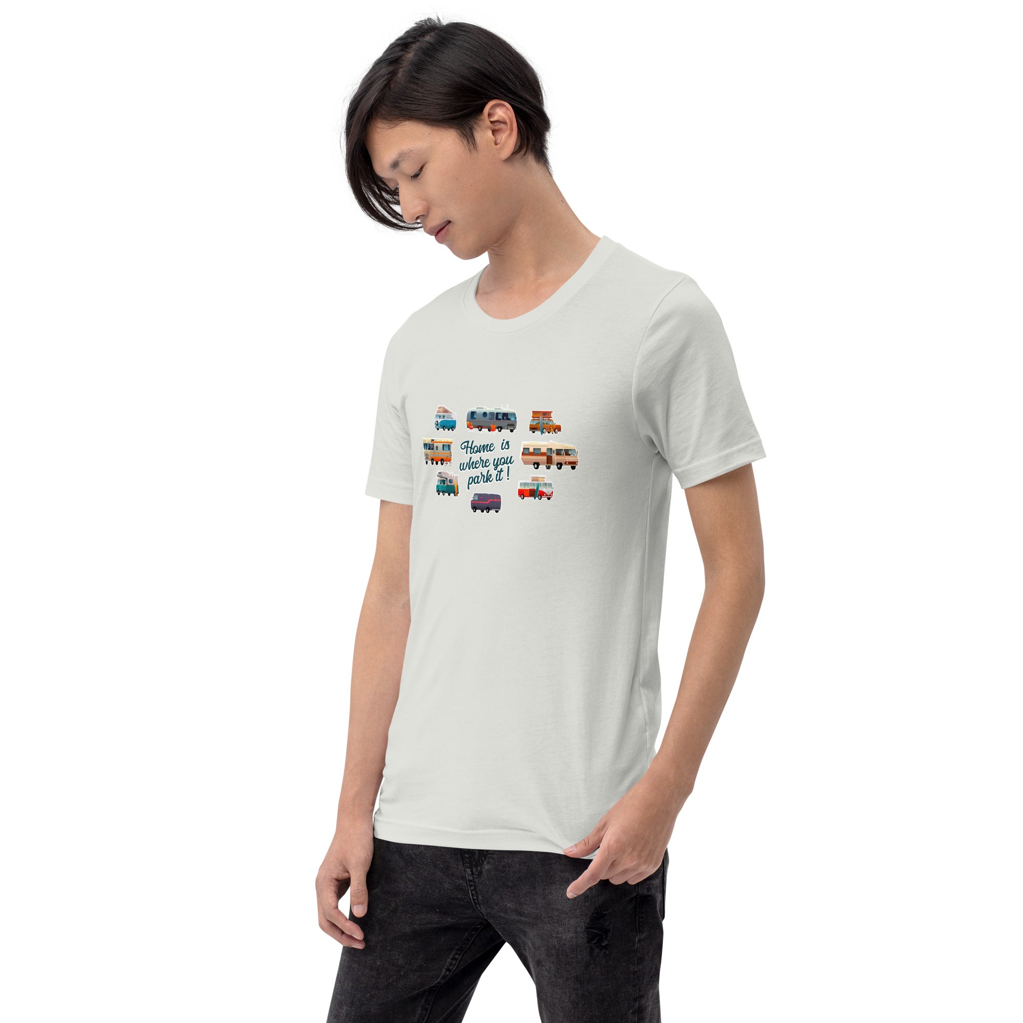 T-shirt en coton unisexe Square Vintage Campers sur couleurs claires