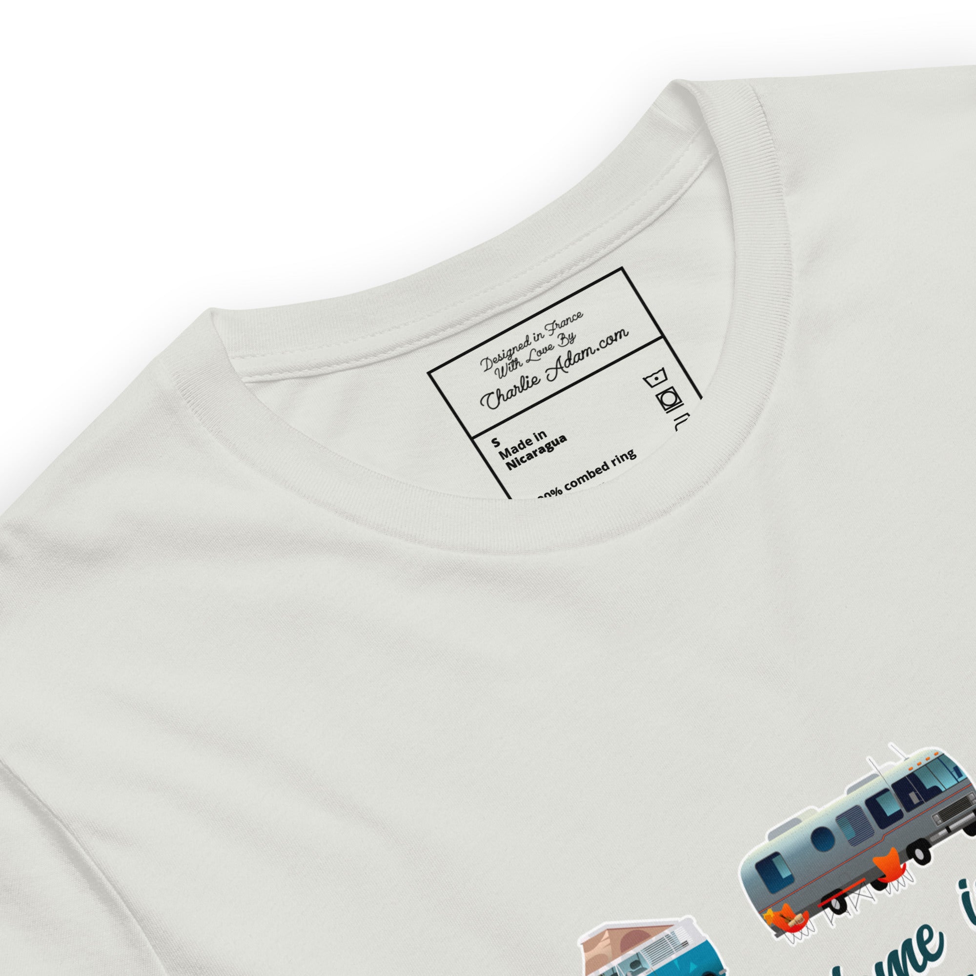 T-shirt en coton unisexe Square Vintage Campers sur couleurs claires