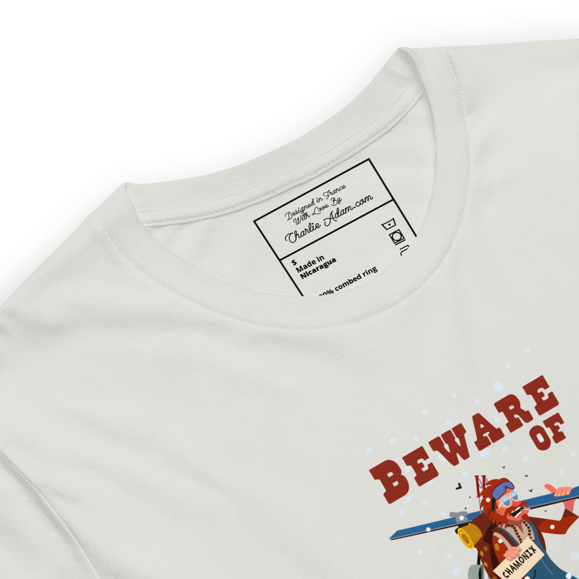 T-shirt en coton unisexe Beware of ski bums, drunks and loose women sur couleurs claires