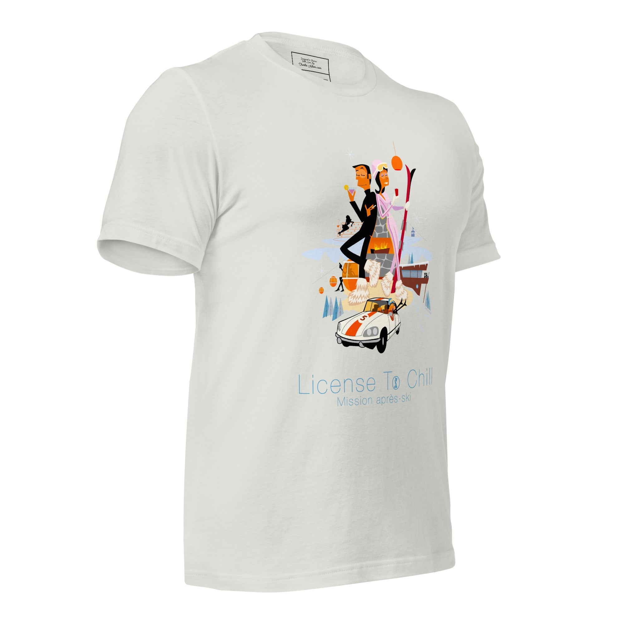 T-shirt en coton unisexe License To Chill Mission Après-Ski sur couleurs claires