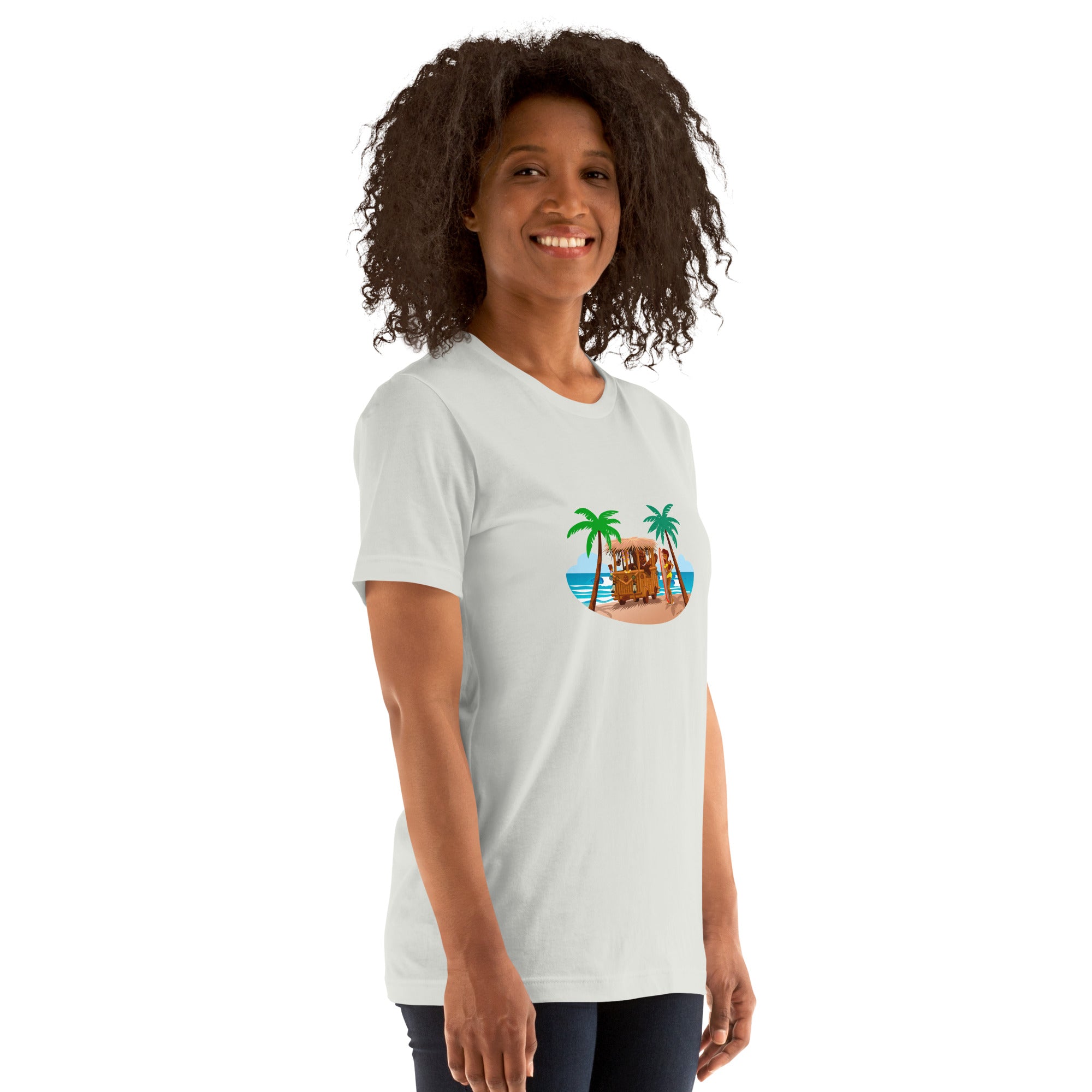 T-shirt en coton unisexe Tiki Kombi sur fond clair