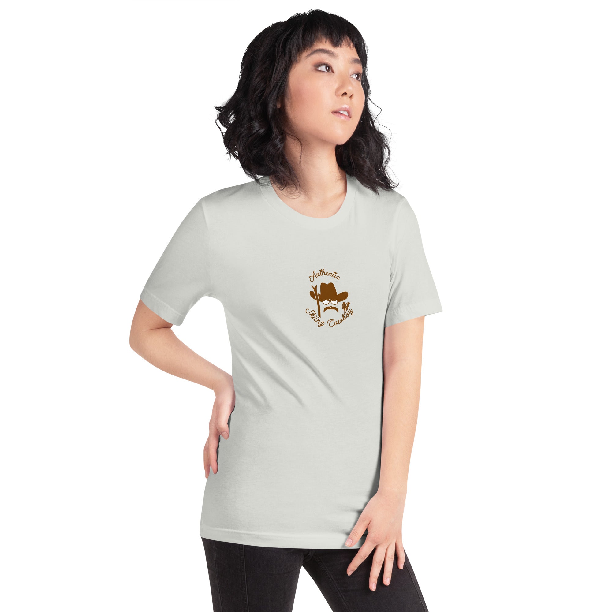 T-shirt en coton unisexe Authentic Skiing Cowboy sur couleurs claires