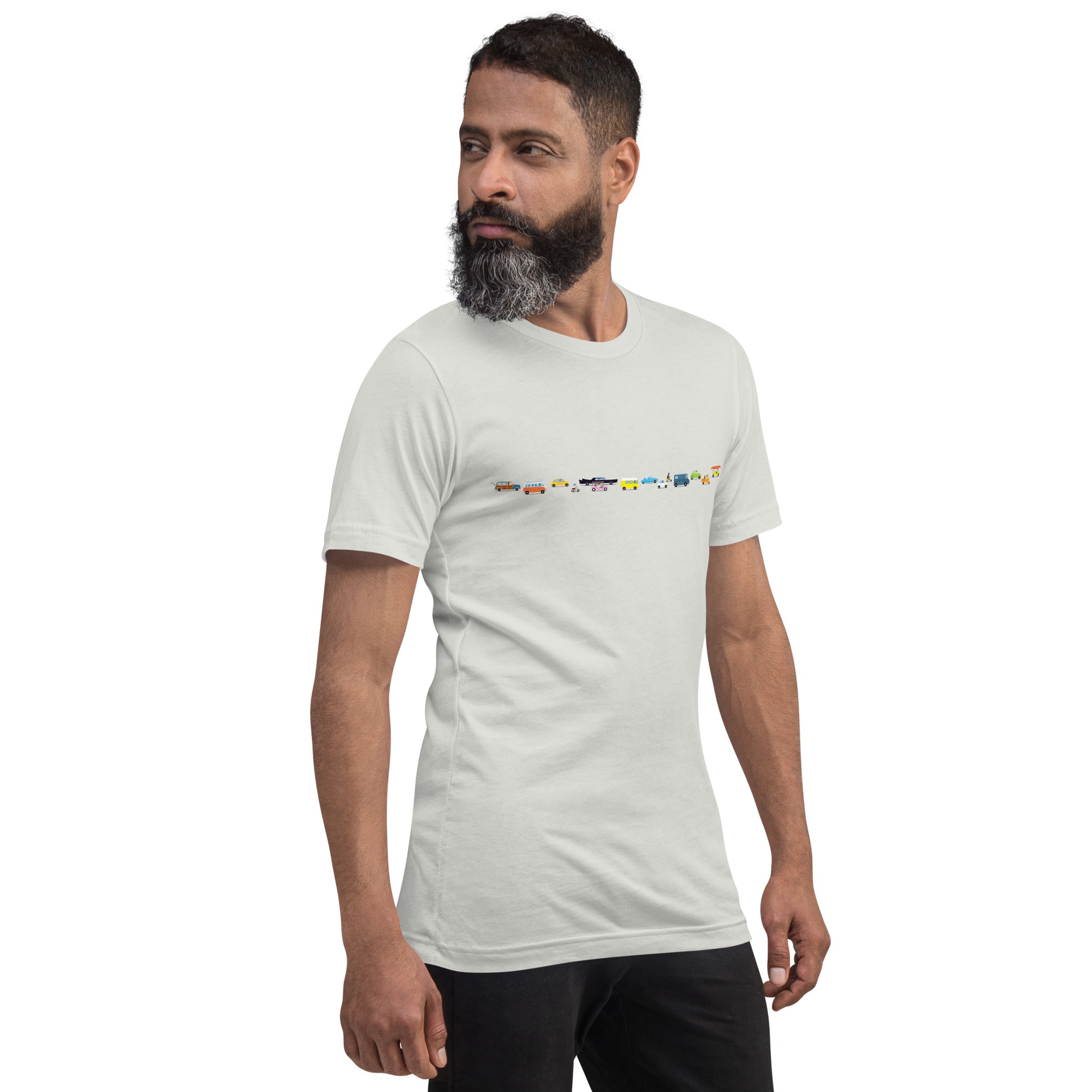 T-shirt en coton unisexe Vintage Cars Traffic Jam sur couleurs claires