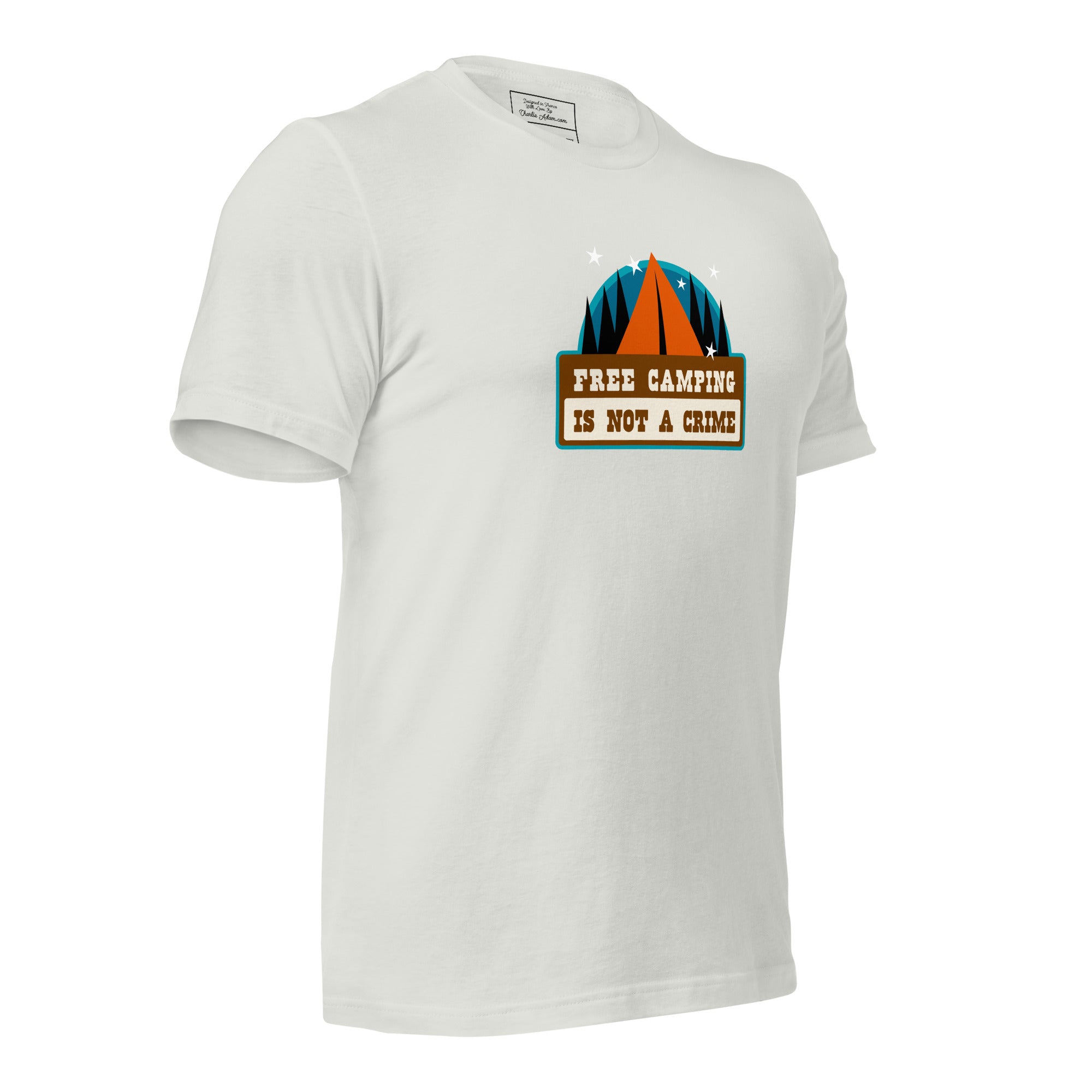 T-shirt en coton unisexe Free camping is not a crime sur couleurs claires