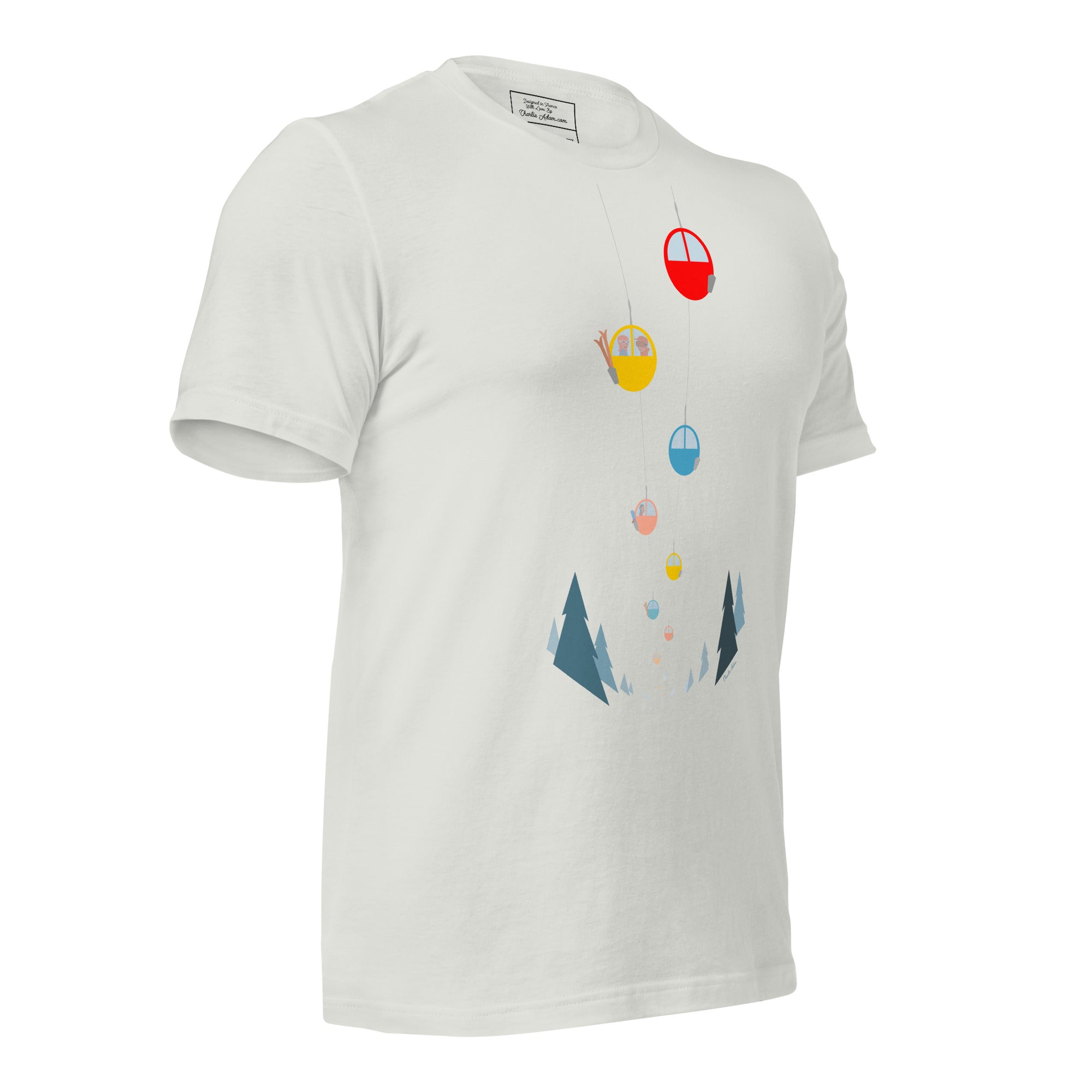 T-shirt en coton unisexe Gondolas in the mist sur couleurs claires