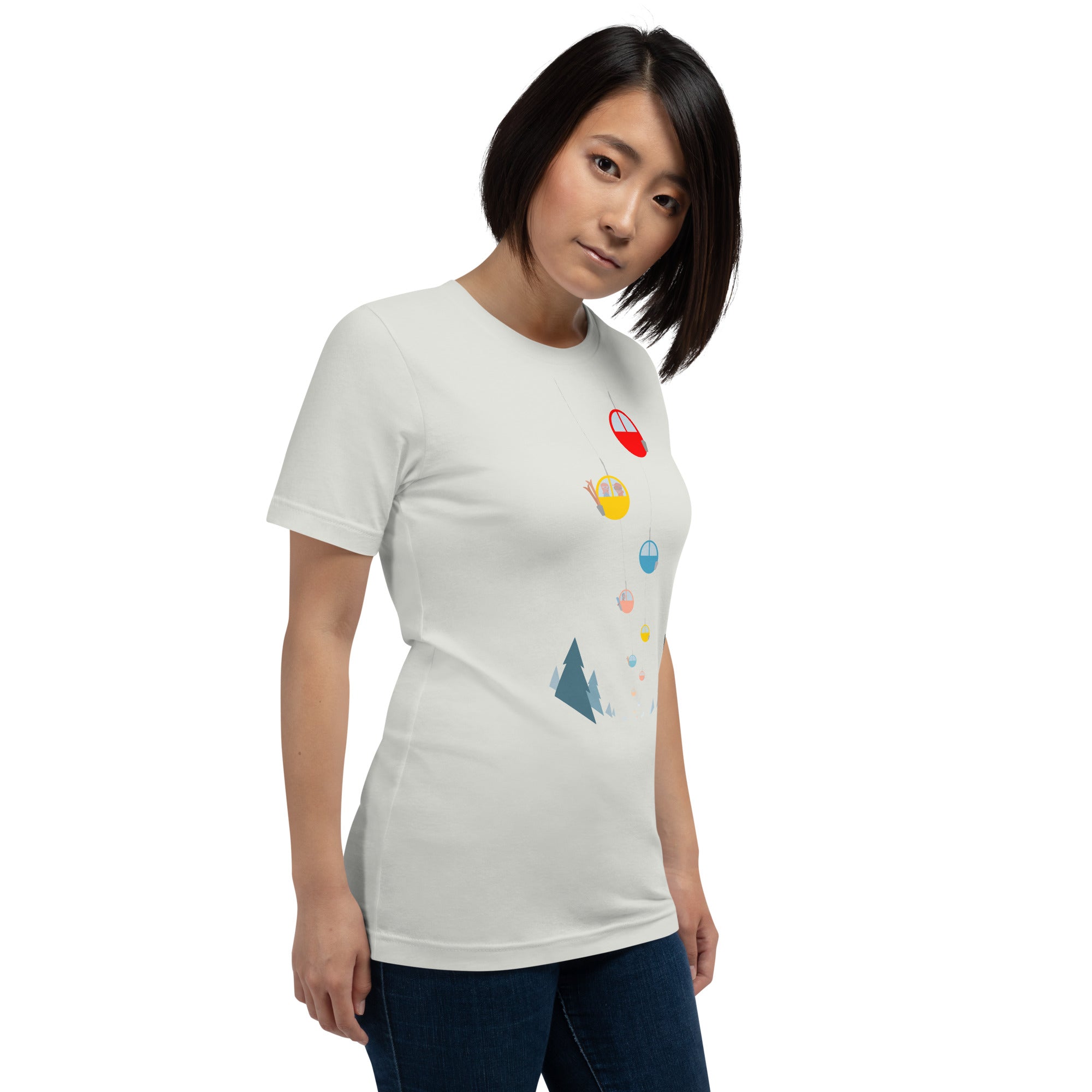 T-shirt en coton unisexe Gondolas in the mist sur couleurs claires