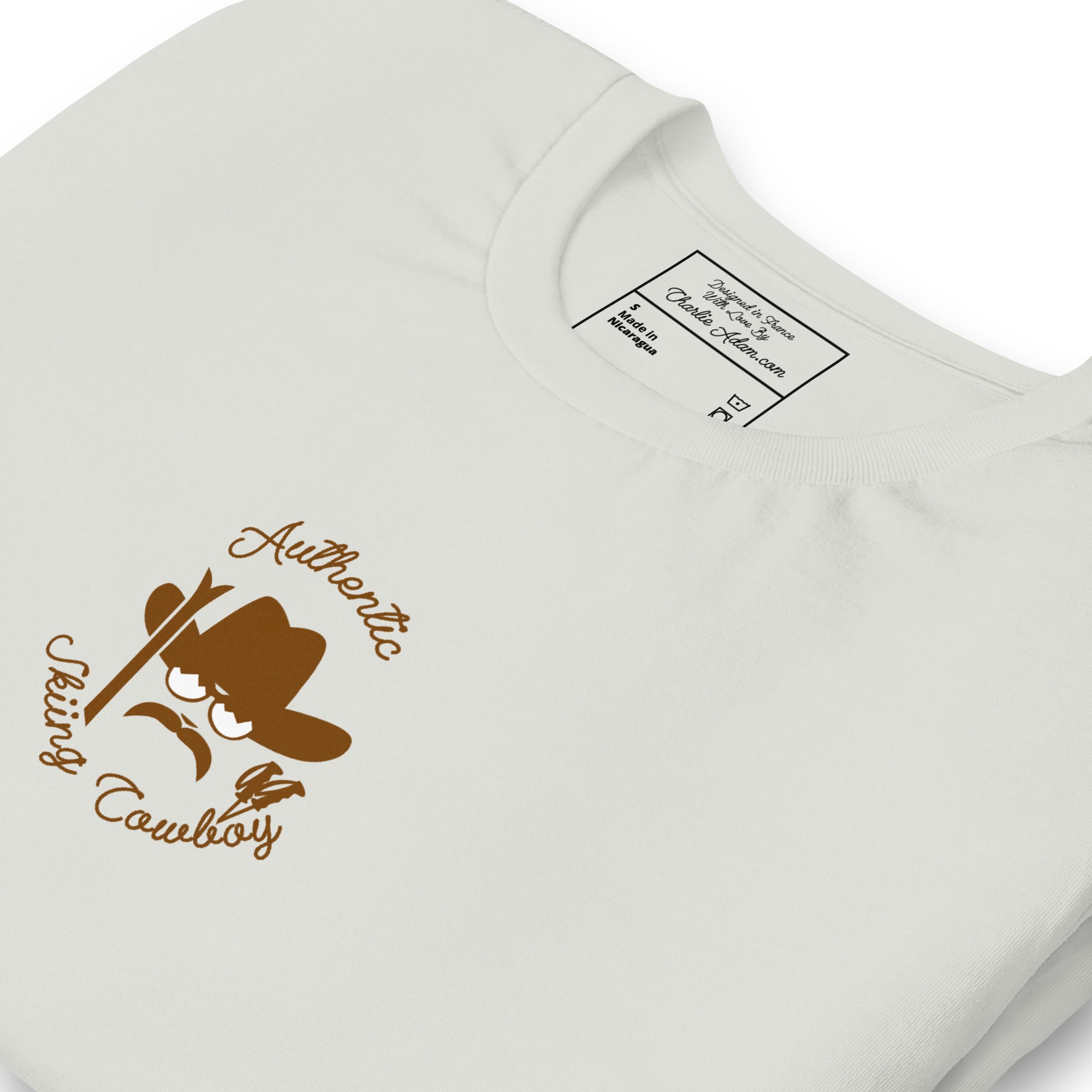 T-shirt en coton unisexe Authentic Skiing Cowboy sur couleurs claires