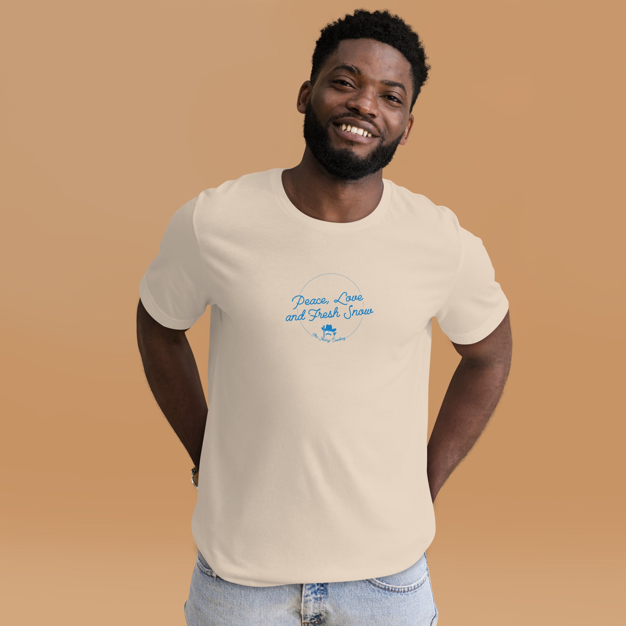 T-shirt en coton unisexe Peace, Love and Fresh Snow sur couleurs claires