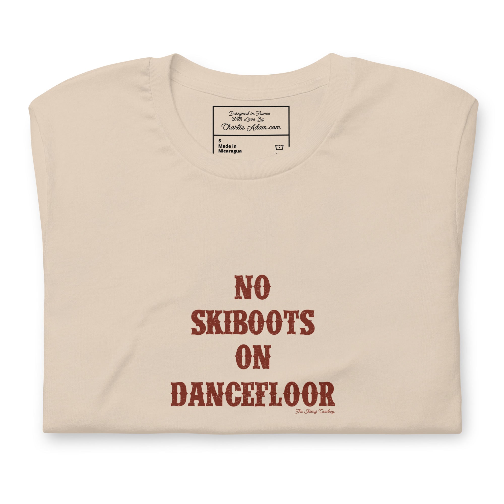 T-shirt en coton unisexe No Skiboots on Dancefloor sur couleurs claires