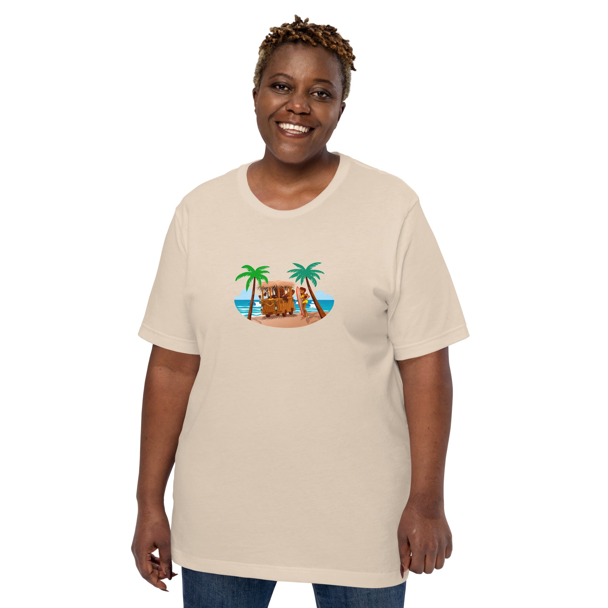 T-shirt en coton unisexe Tiki Kombi sur fond clair