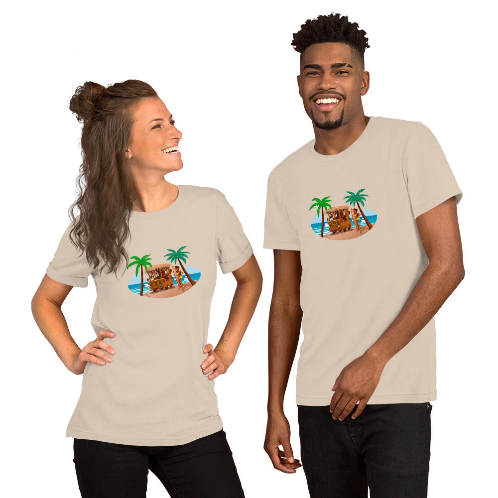 T-shirt en coton unisexe Tiki Kombi sur fond clair