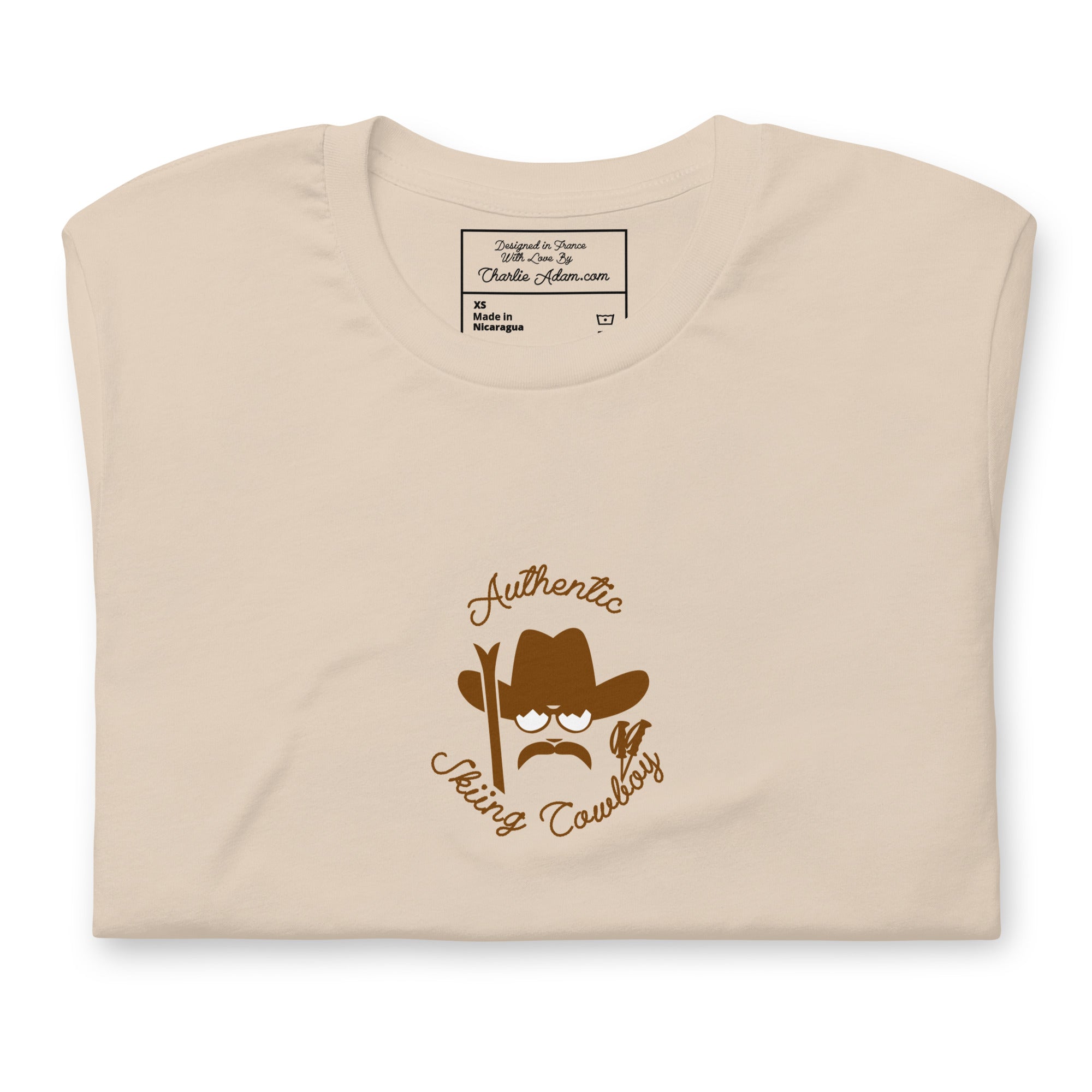 T-shirt en coton unisexe Authentic Skiing Cowboy sur couleurs claires