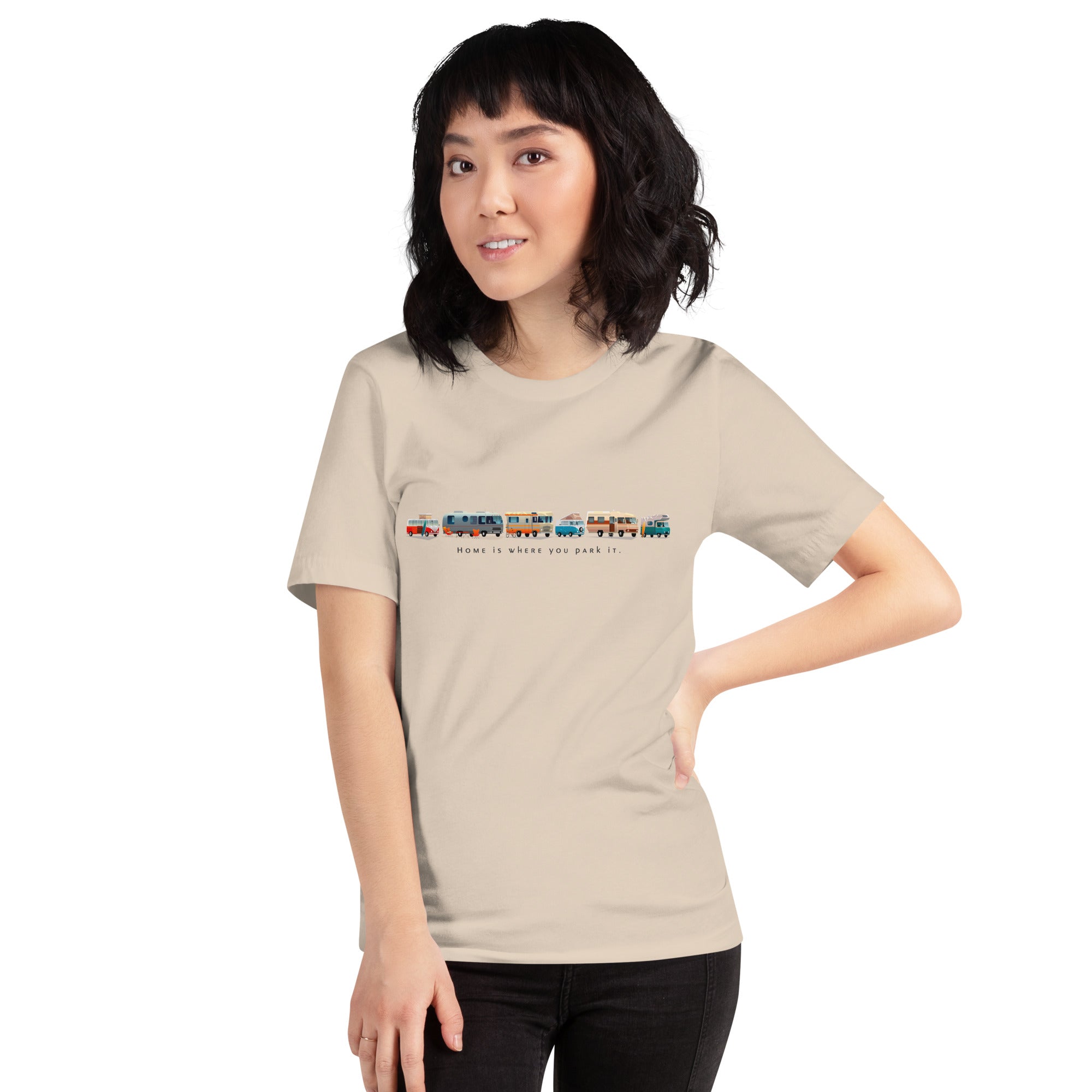 T-shirt en coton unisexe Vintage Campers: Home is where you park it sur couleurs claires