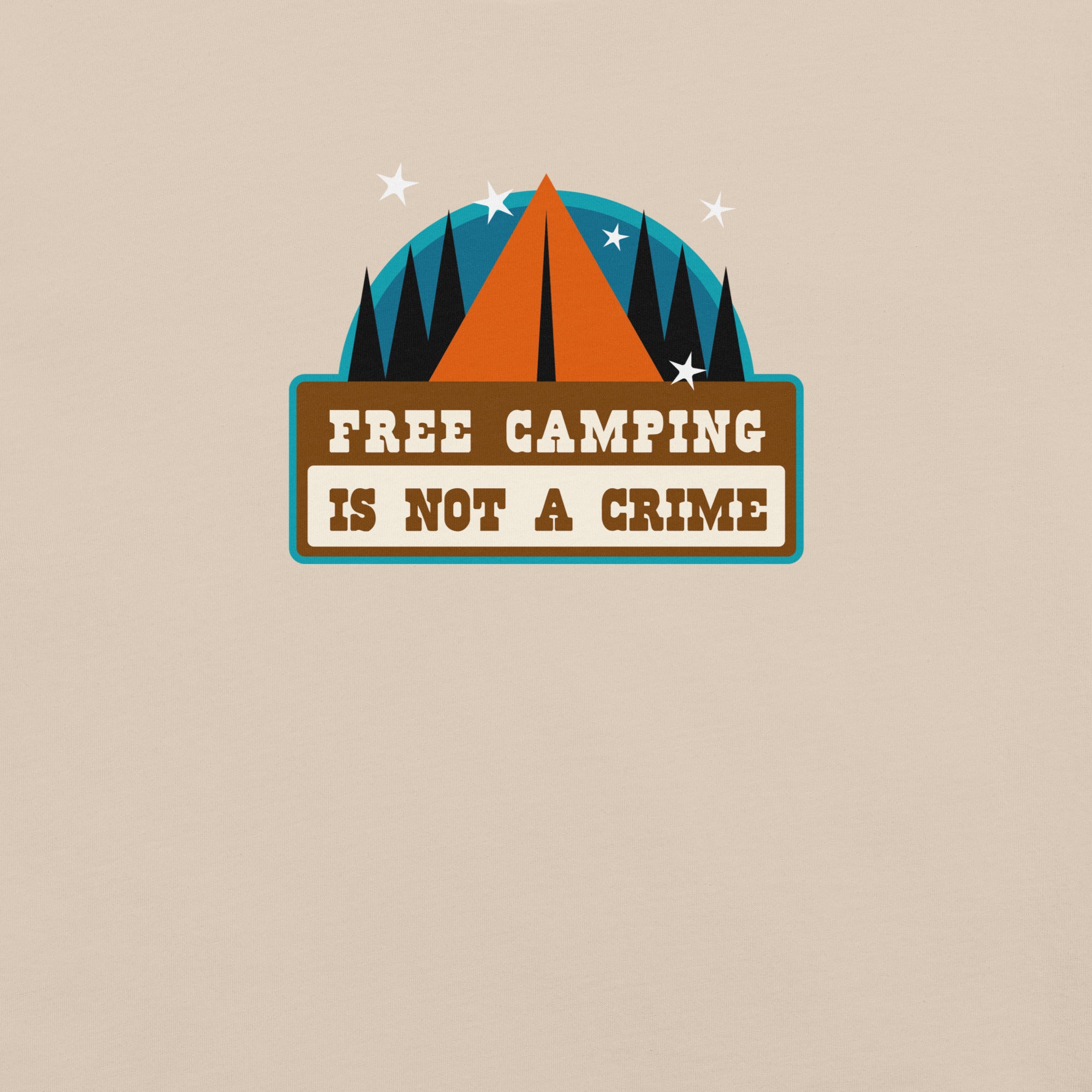 T-shirt en coton unisexe Free camping is not a crime sur couleurs claires