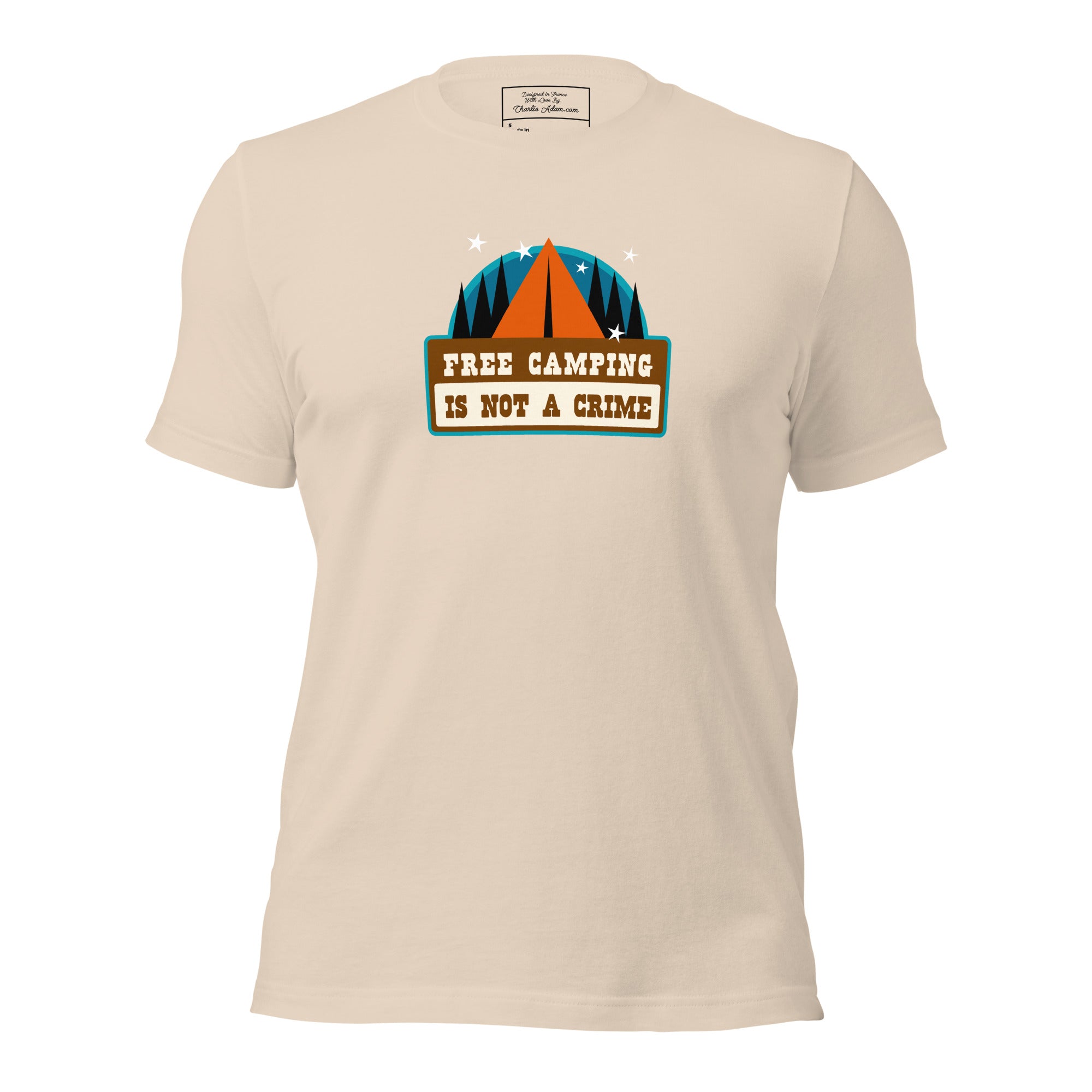 Unisex cotton t-shirt Free Camping is not a Crime on light colors