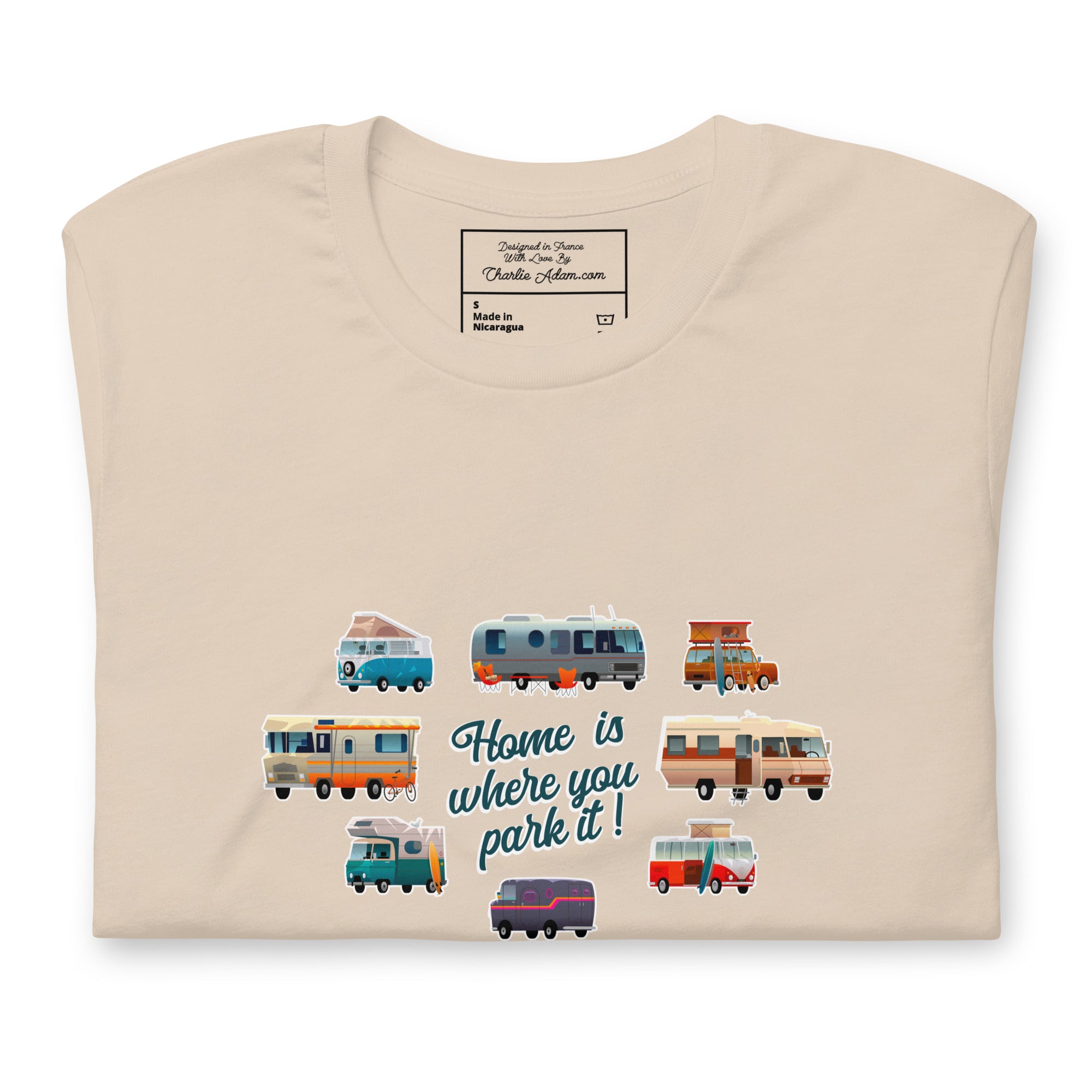 T-shirt en coton unisexe Square Vintage Campers sur couleurs claires