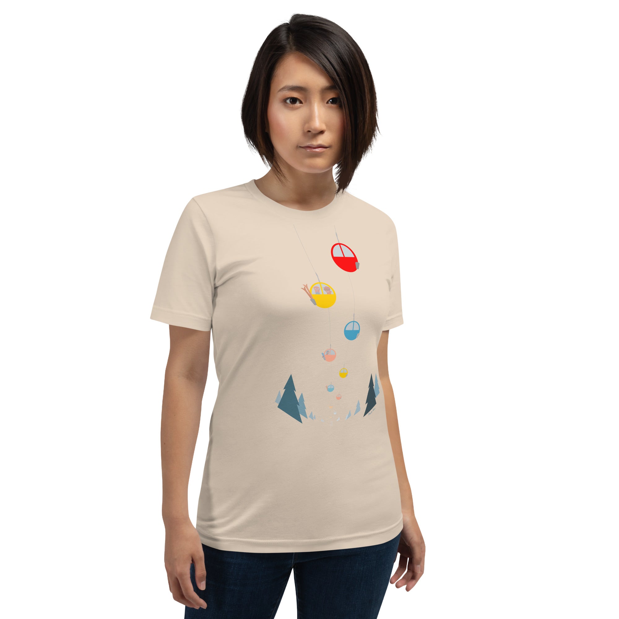 T-shirt en coton unisexe Gondolas in the mist sur couleurs claires