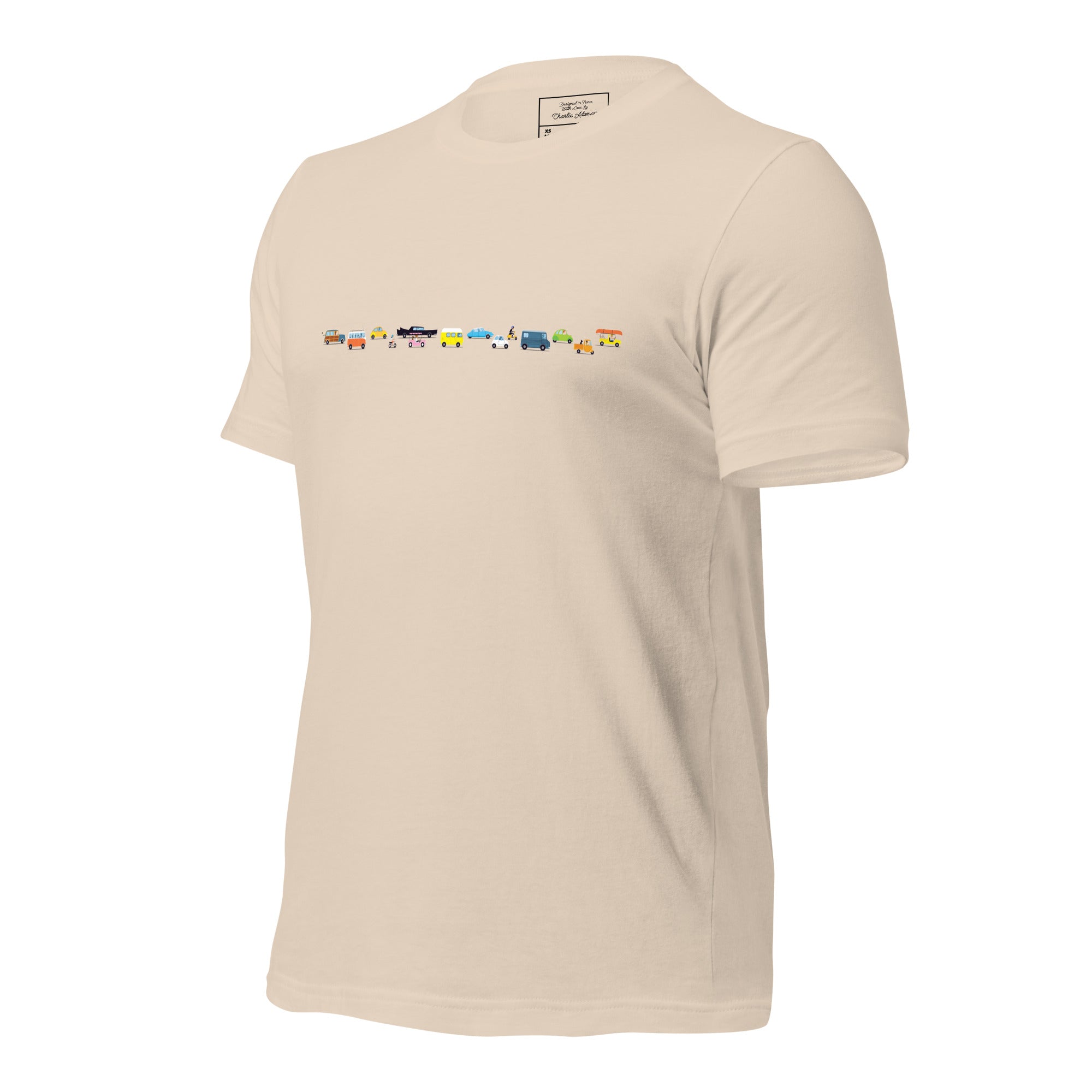 T-shirt en coton unisexe Vintage Cars Traffic Jam sur couleurs claires