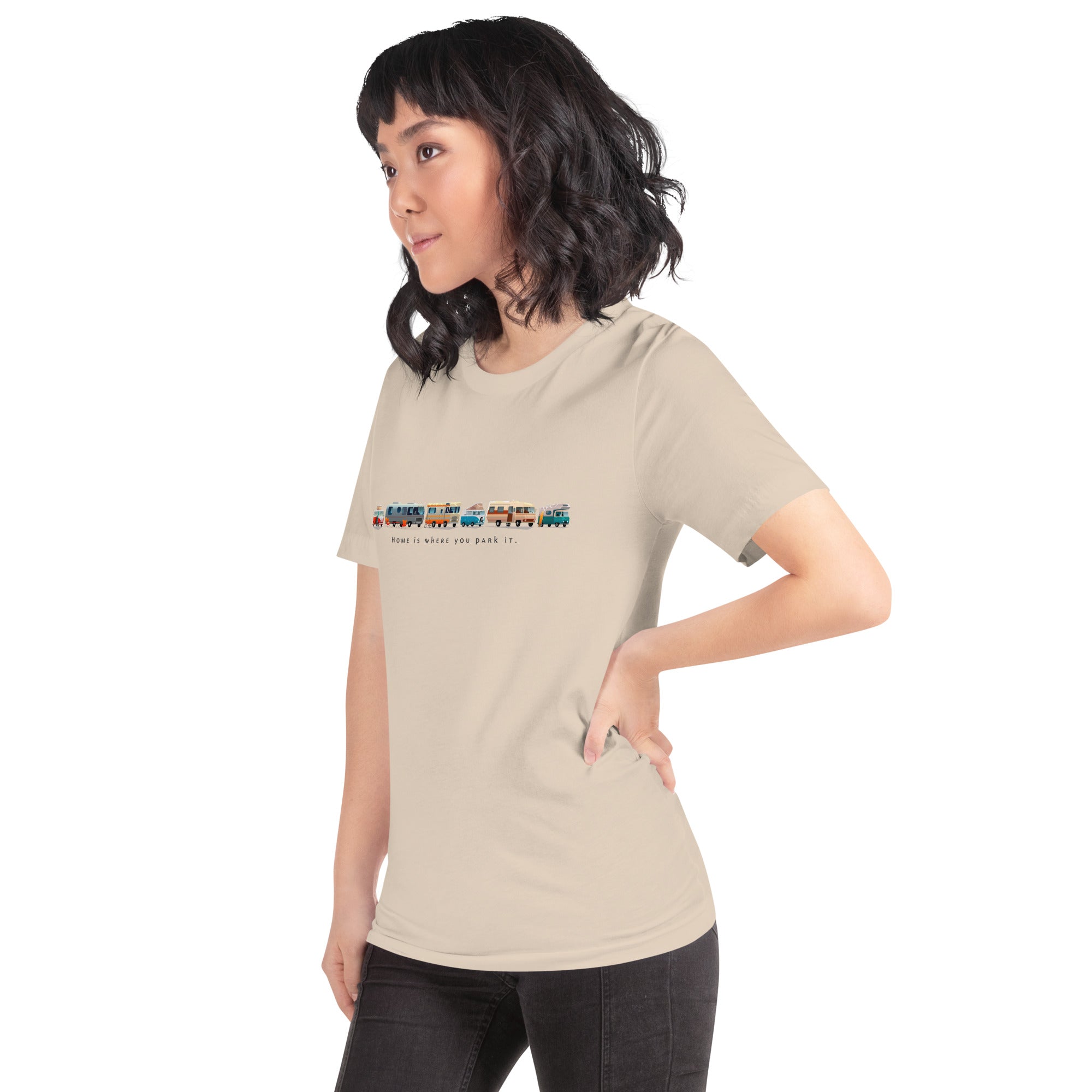 T-shirt en coton unisexe Vintage Campers: Home is where you park it sur couleurs claires