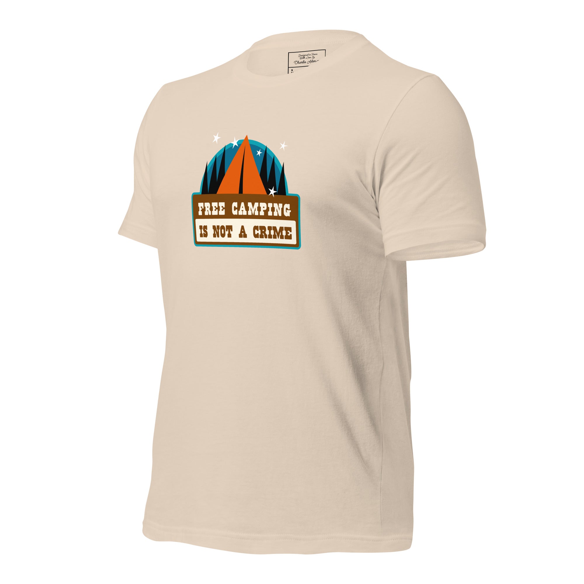 Unisex cotton t-shirt Free Camping is not a Crime on light colors