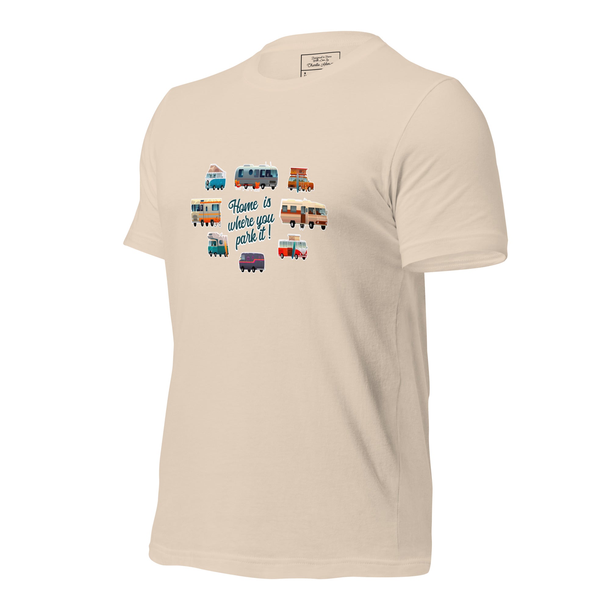 T-shirt en coton unisexe Square Vintage Campers sur couleurs claires