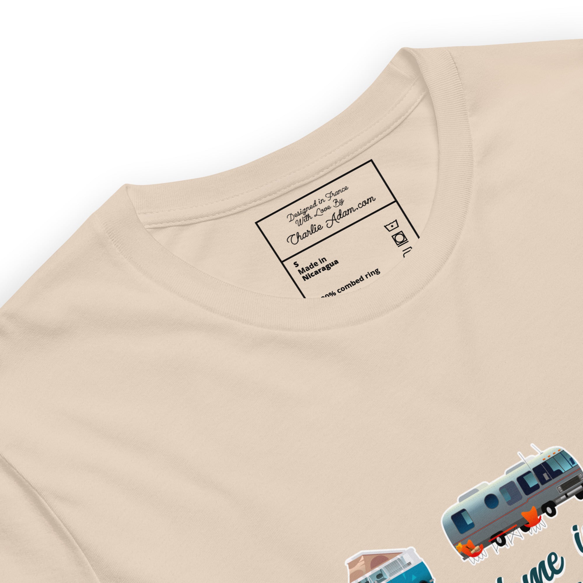 T-shirt en coton unisexe Square Vintage Campers sur couleurs claires