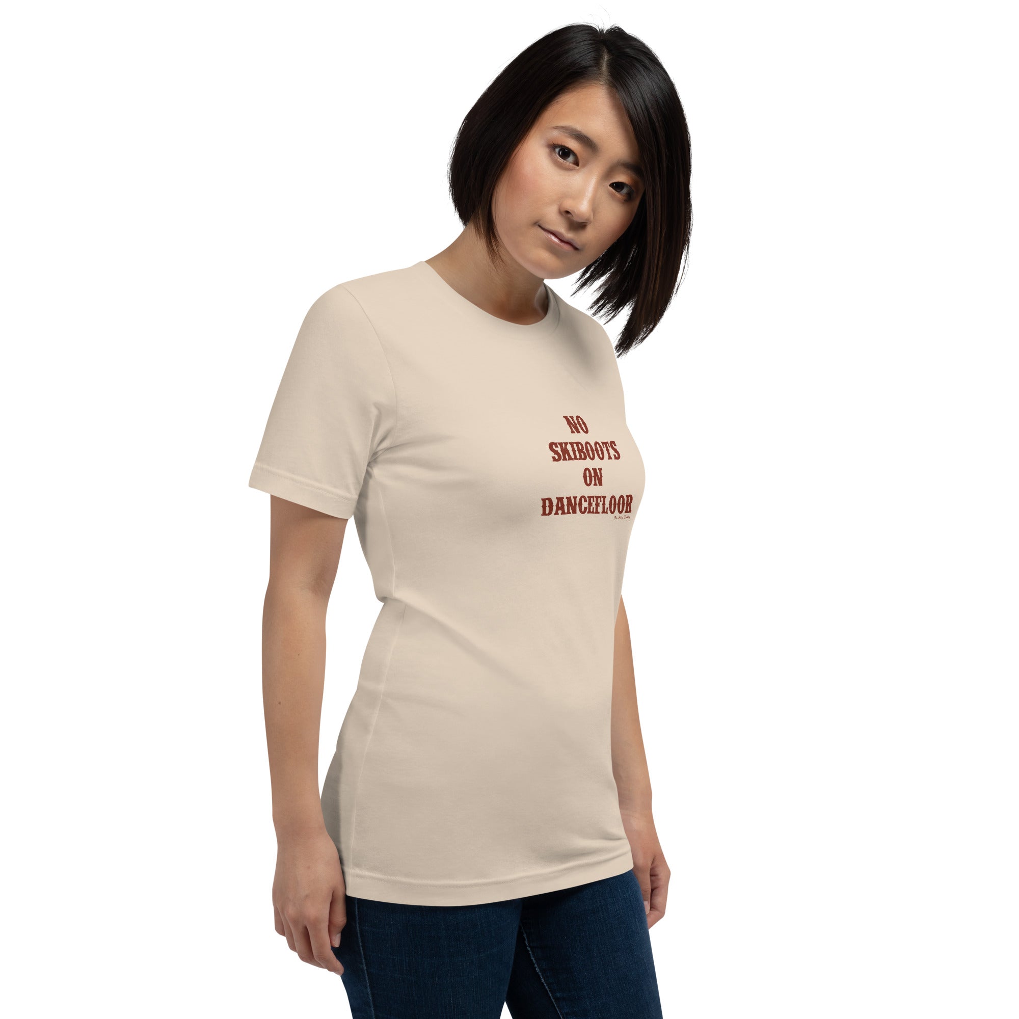 T-shirt en coton unisexe No Skiboots on Dancefloor sur couleurs claires