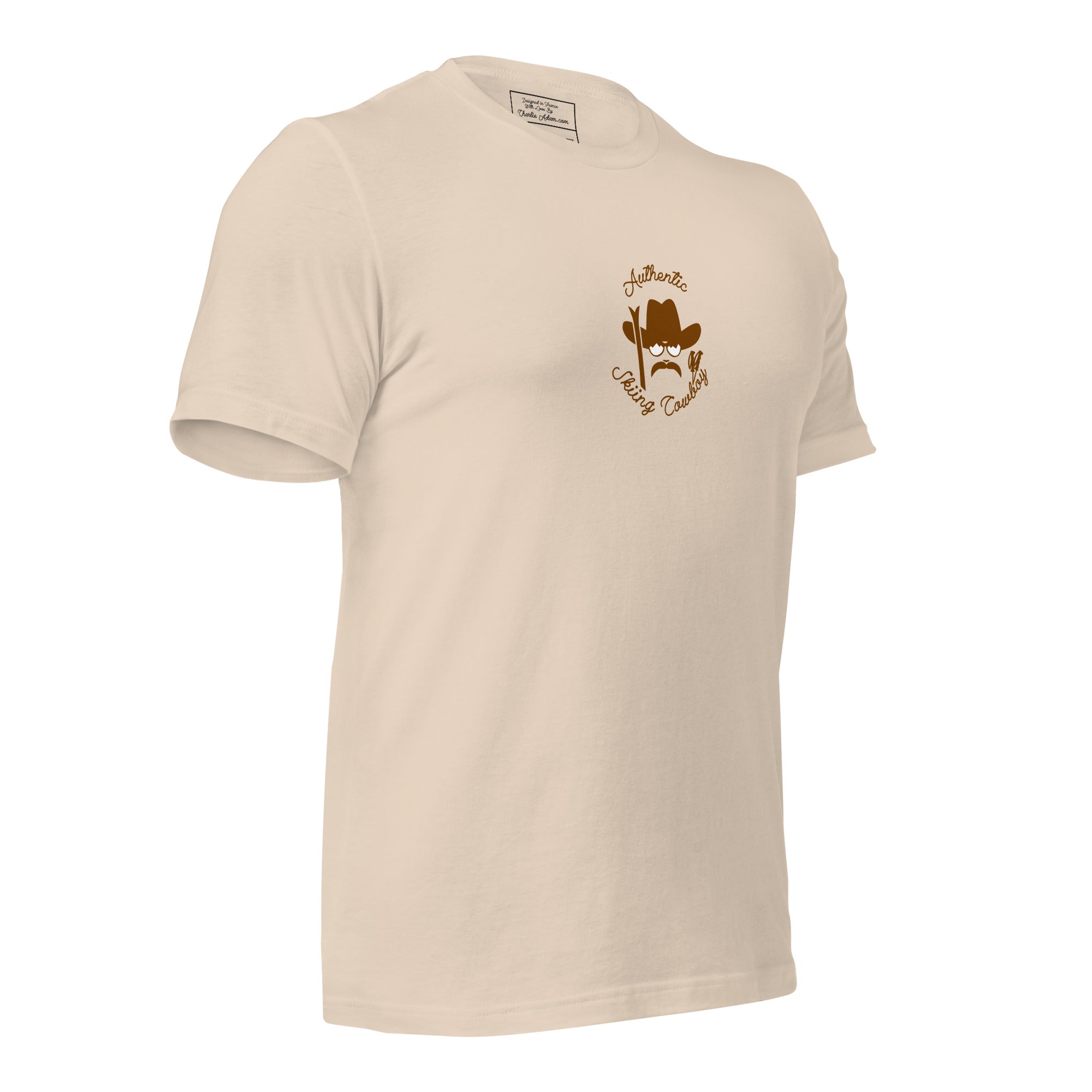 T-shirt en coton unisexe Authentic Skiing Cowboy sur couleurs claires