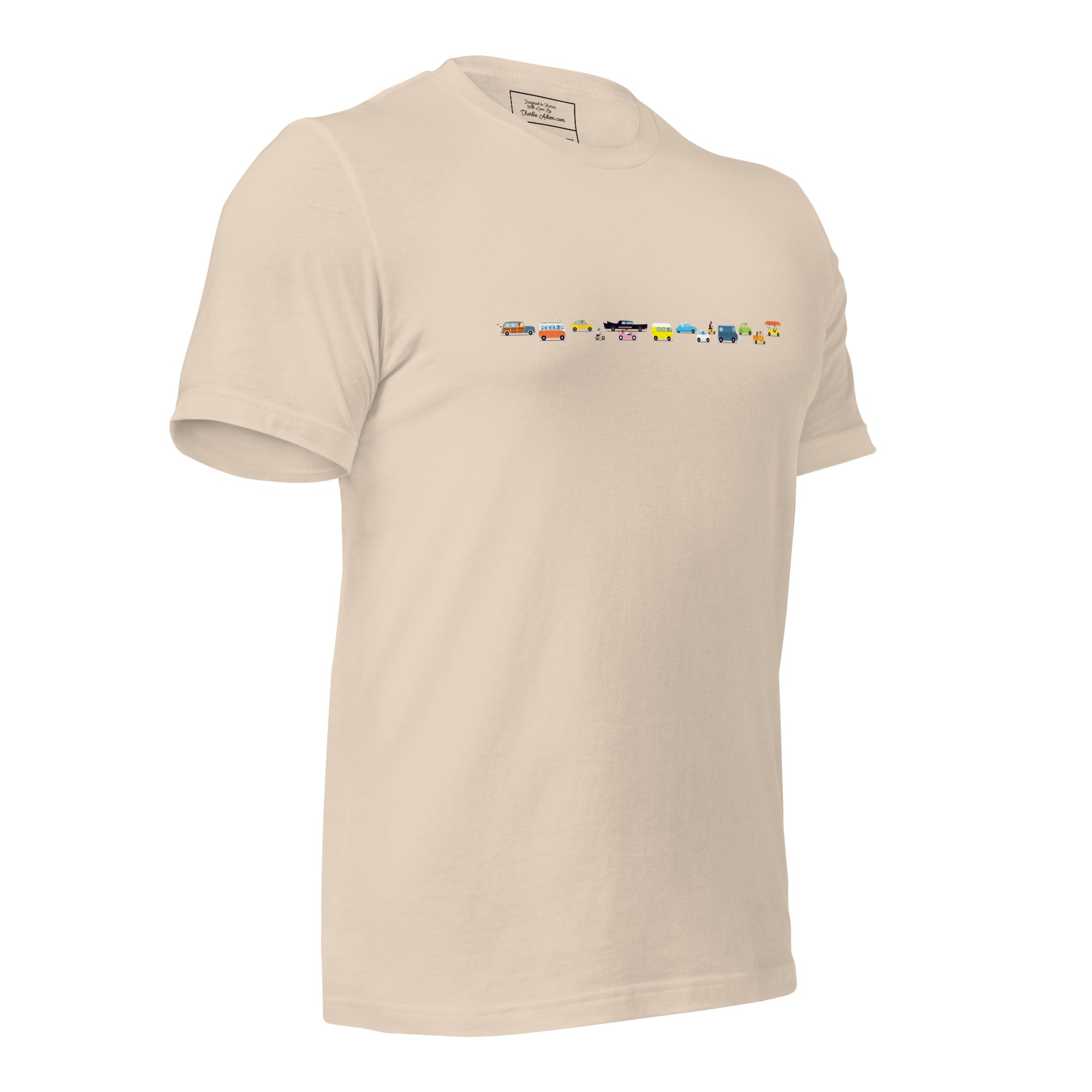 T-shirt en coton unisexe Vintage Cars Traffic Jam sur couleurs claires