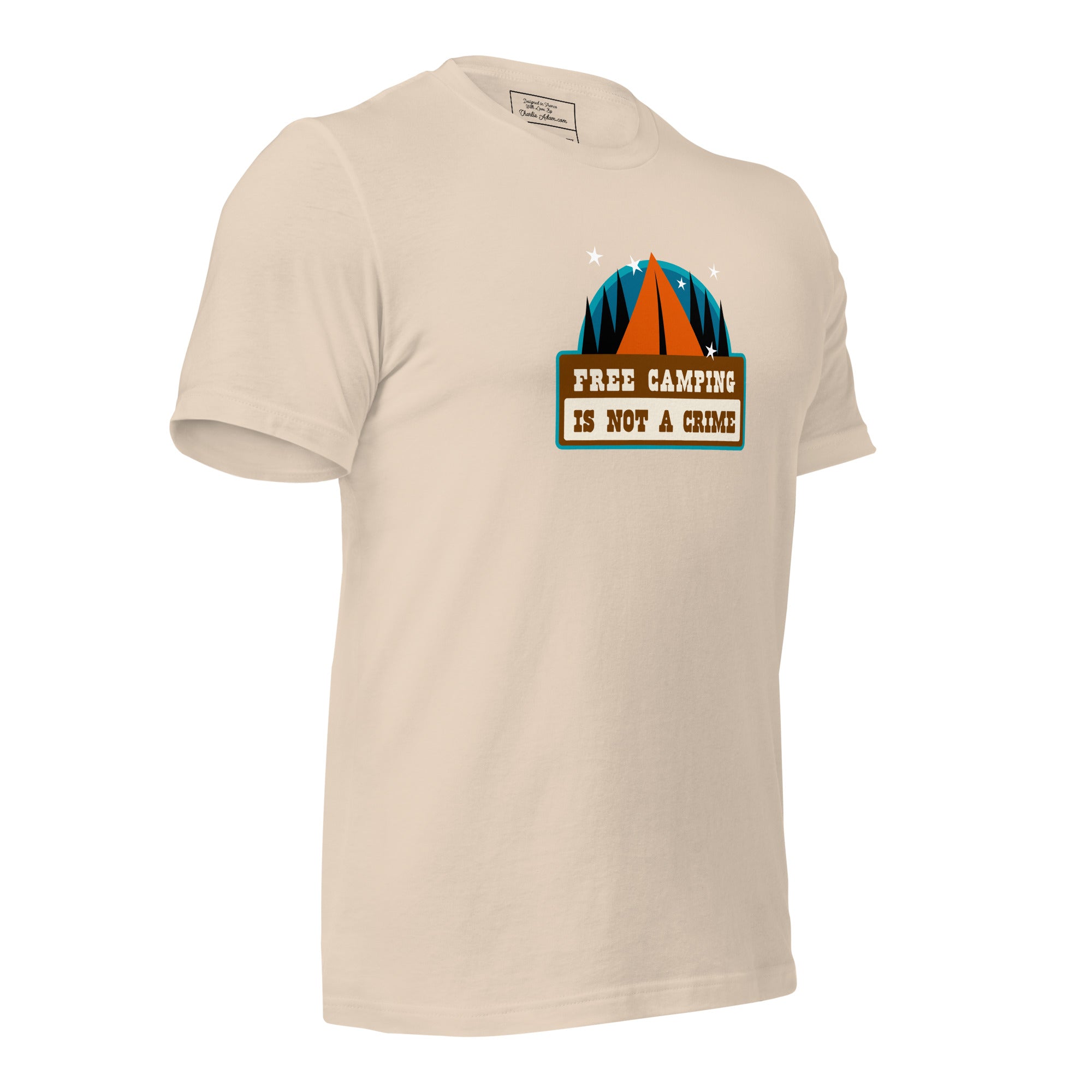 Unisex cotton t-shirt Free Camping is not a Crime on light colors