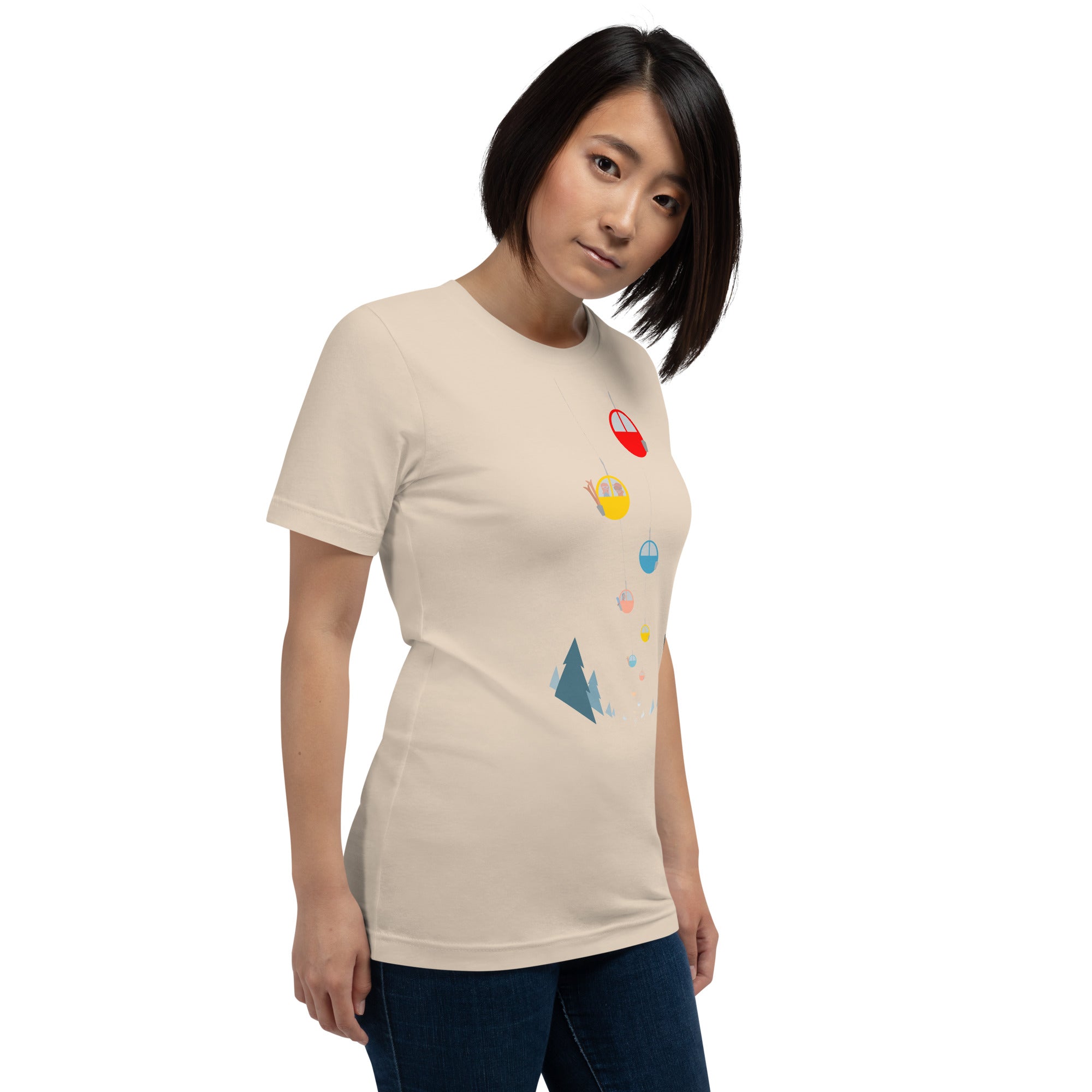 T-shirt en coton unisexe Gondolas in the mist sur couleurs claires